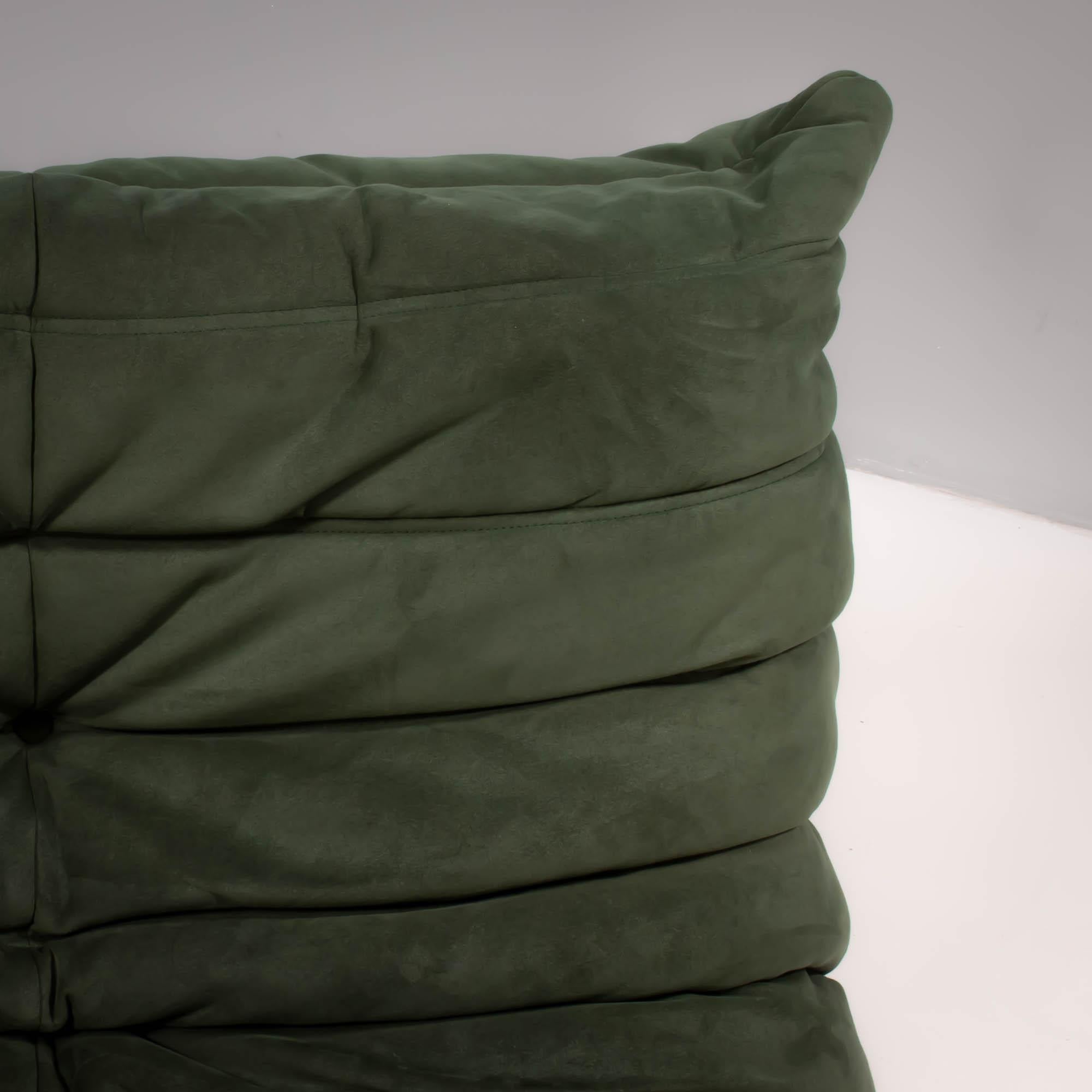 Ligne Roset by Michel Ducaroy Green Suede Togo Sofa In Good Condition In London, GB
