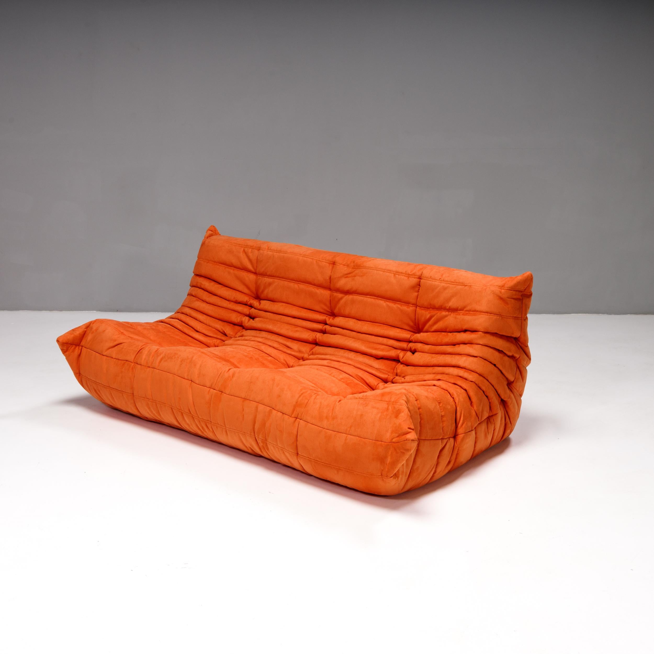 Fabric Ligne Roset by Michel Ducaroy Orange Togo, Set of Three For Sale