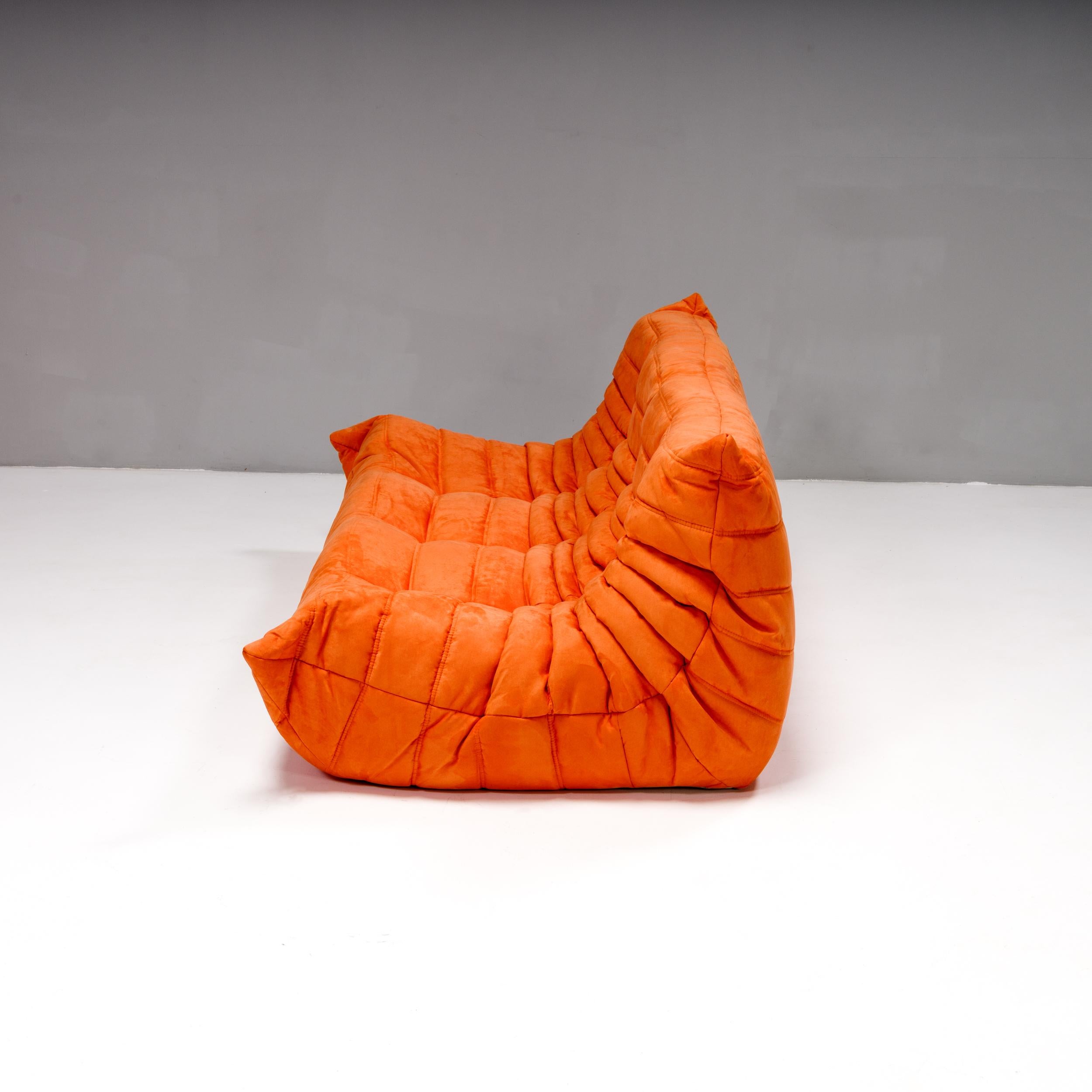 Ligne Roset by Michel Ducaroy Orange Togo, Set of Three For Sale 1
