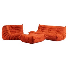 Ligne Roset by Michel Ducaroy Orange Togo Sofa, Set of Three