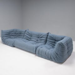 Ligne Roset by Michel Ducaroy Togo Blue Bouclé Set of Three Sectional Sofas