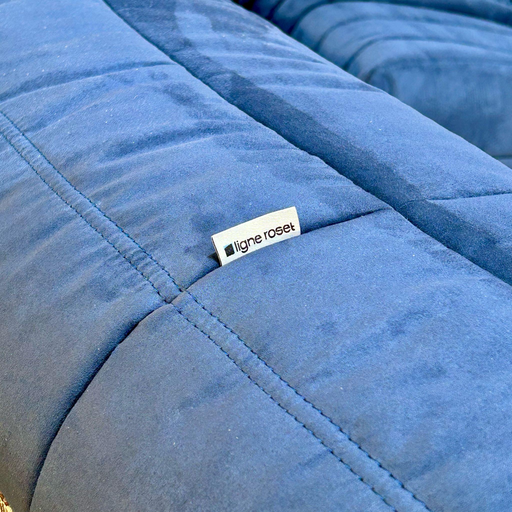 Ligne Roset by Michel Ducaroy Togo Blue Modular Sofa and Footstool, Set of Five For Sale 10
