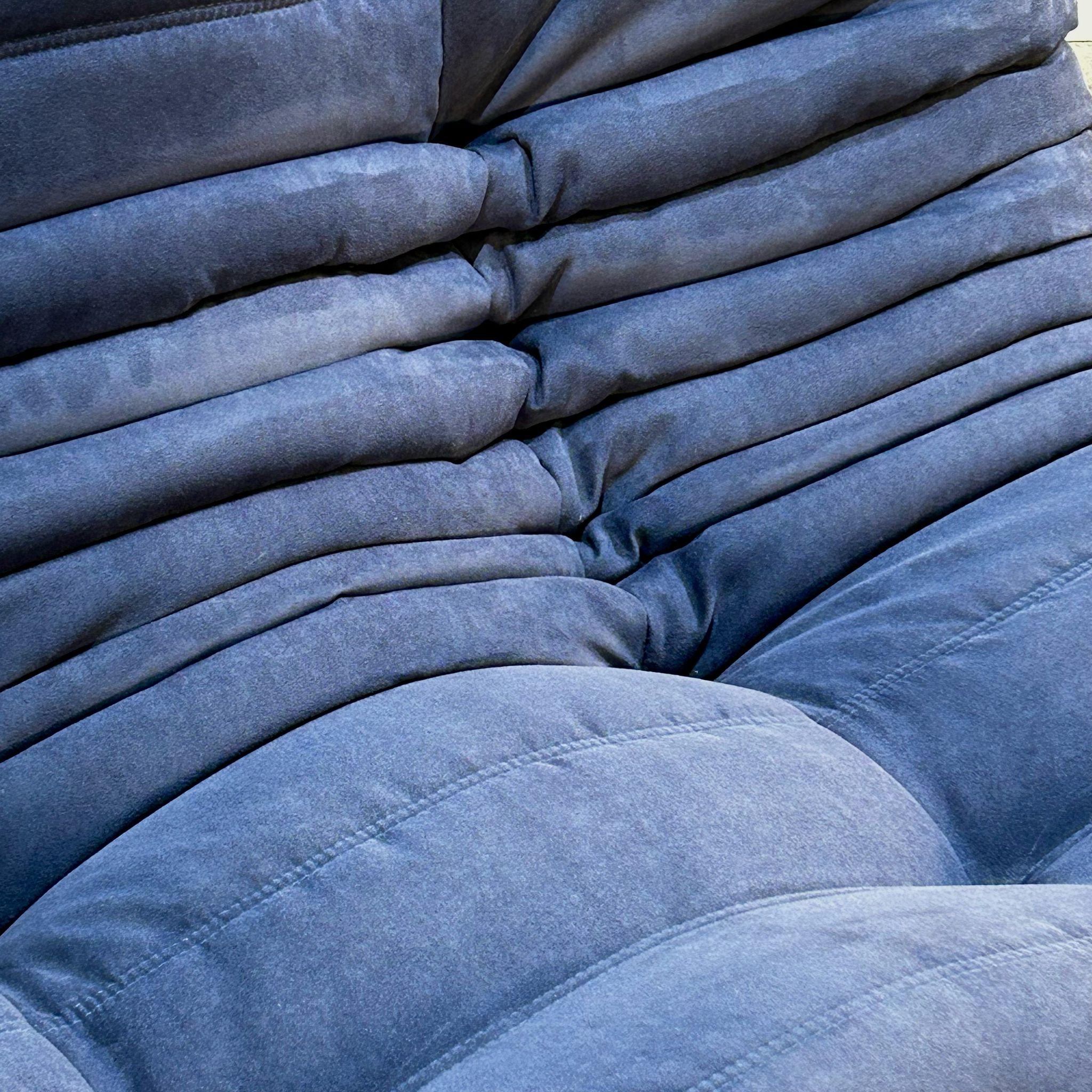 Ligne Roset by Michel Ducaroy Togo Blue Modular Sofa and Footstool, Set of Five For Sale 1