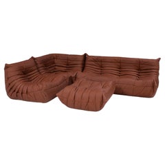 Ligne Roset by Michel Ducaroy Togo Brown Leather Lounge Sofa, Set of 4
