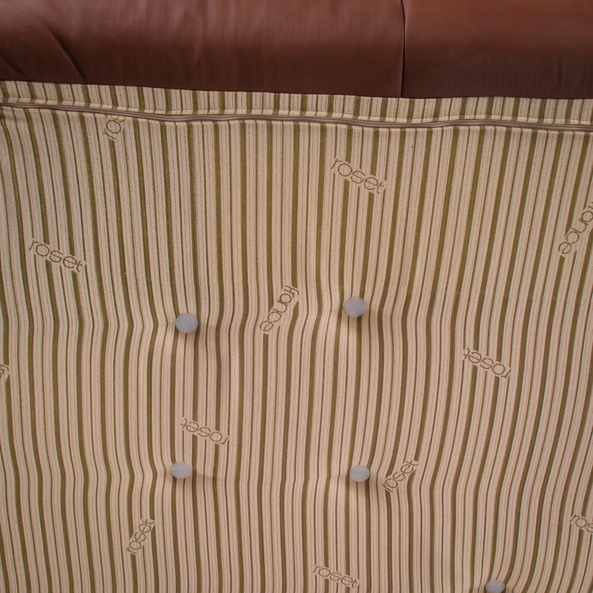 Ligne Roset by Michel Ducaroy Togo Brown Leather Modular Sofa, Set of 4 4