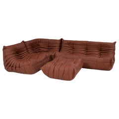 Ligne Roset by Michel Ducaroy Togo Brown Leather Modular Sofa, Set of 4