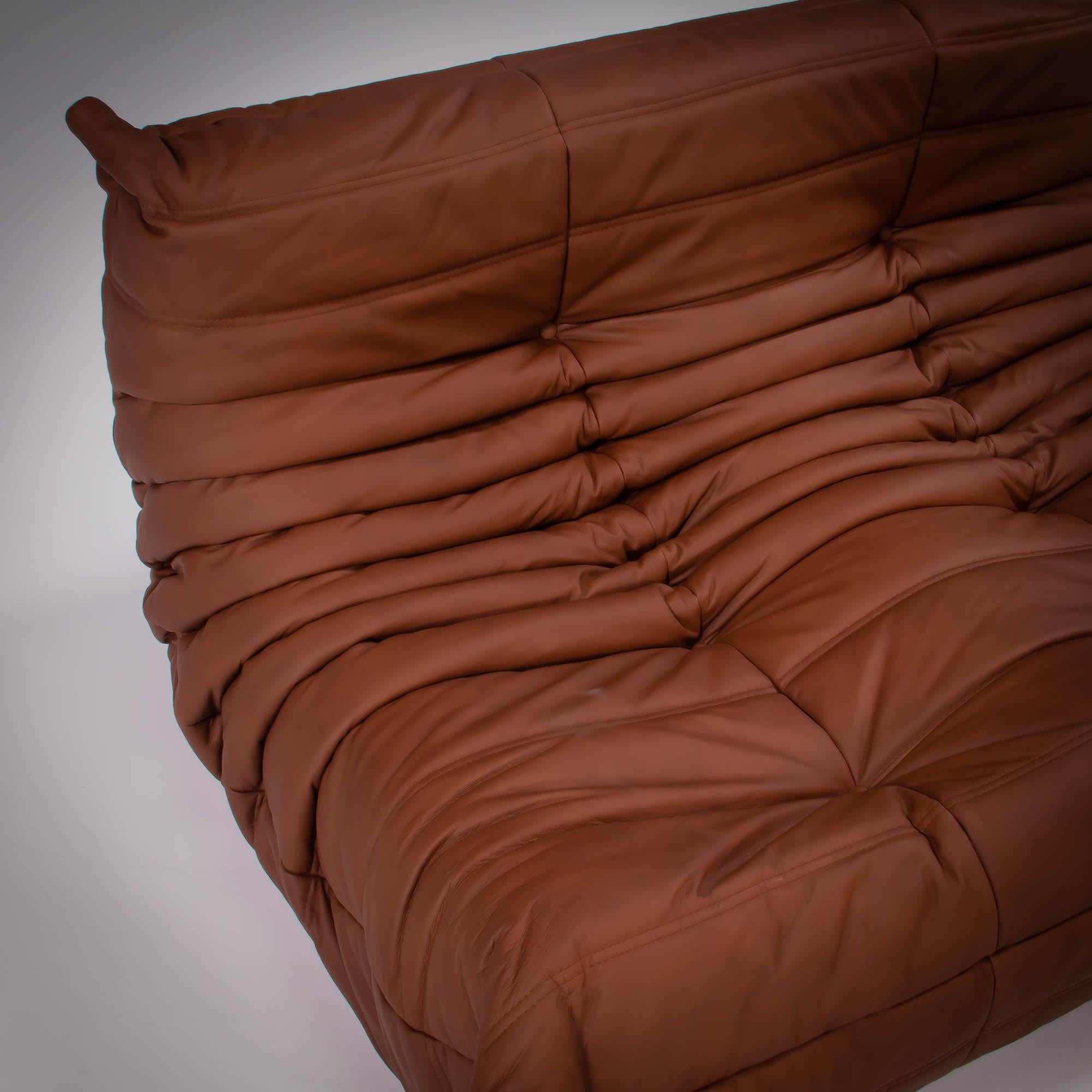 Ligne Roset by Michel Ducaroy Togo Brown Leather Modular Sofa, Set of 5 2