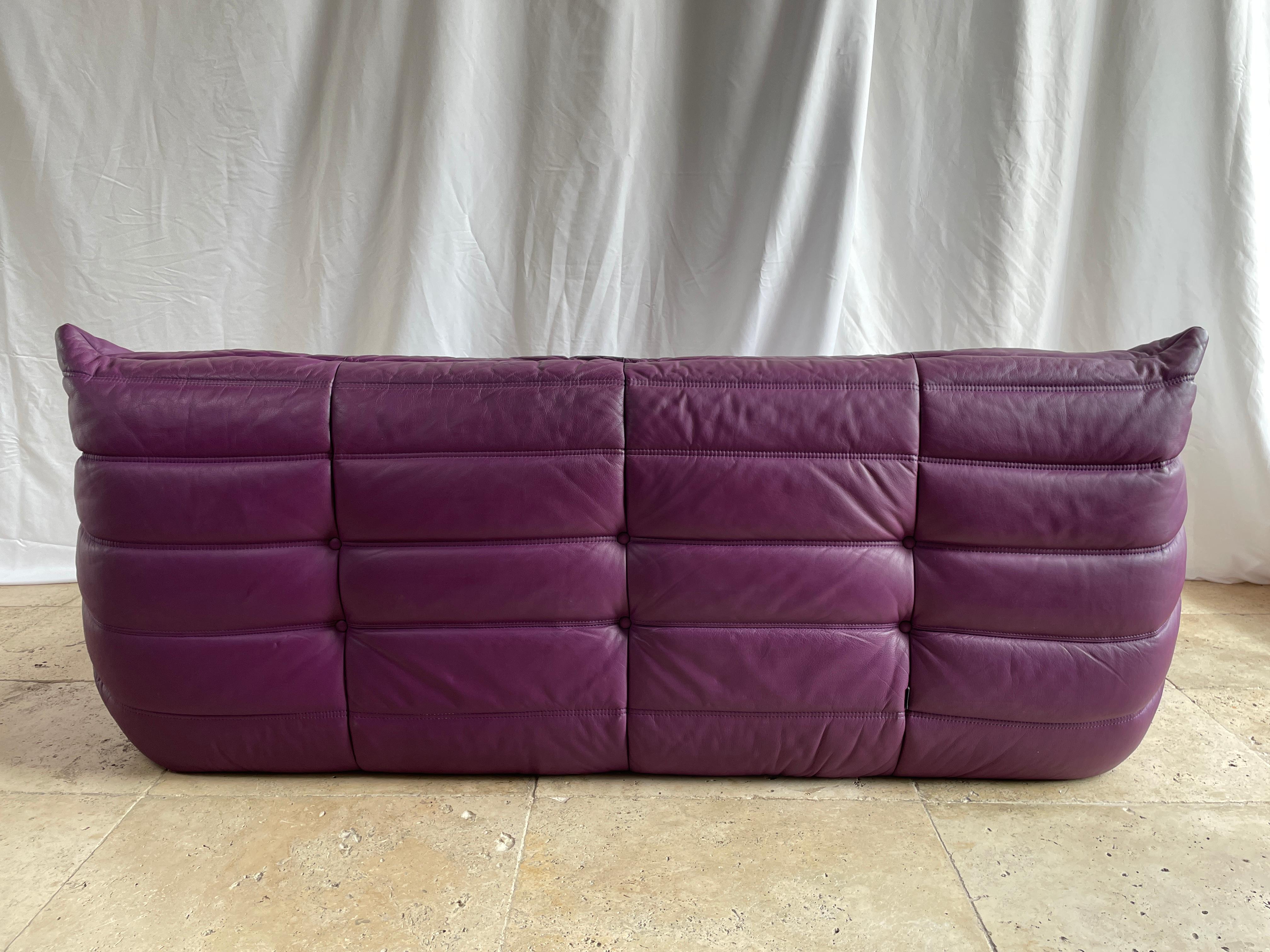 Ligne Roset by Michel Ducaroy Togo Burgundy Leather Modular Sofa Set of 2 3