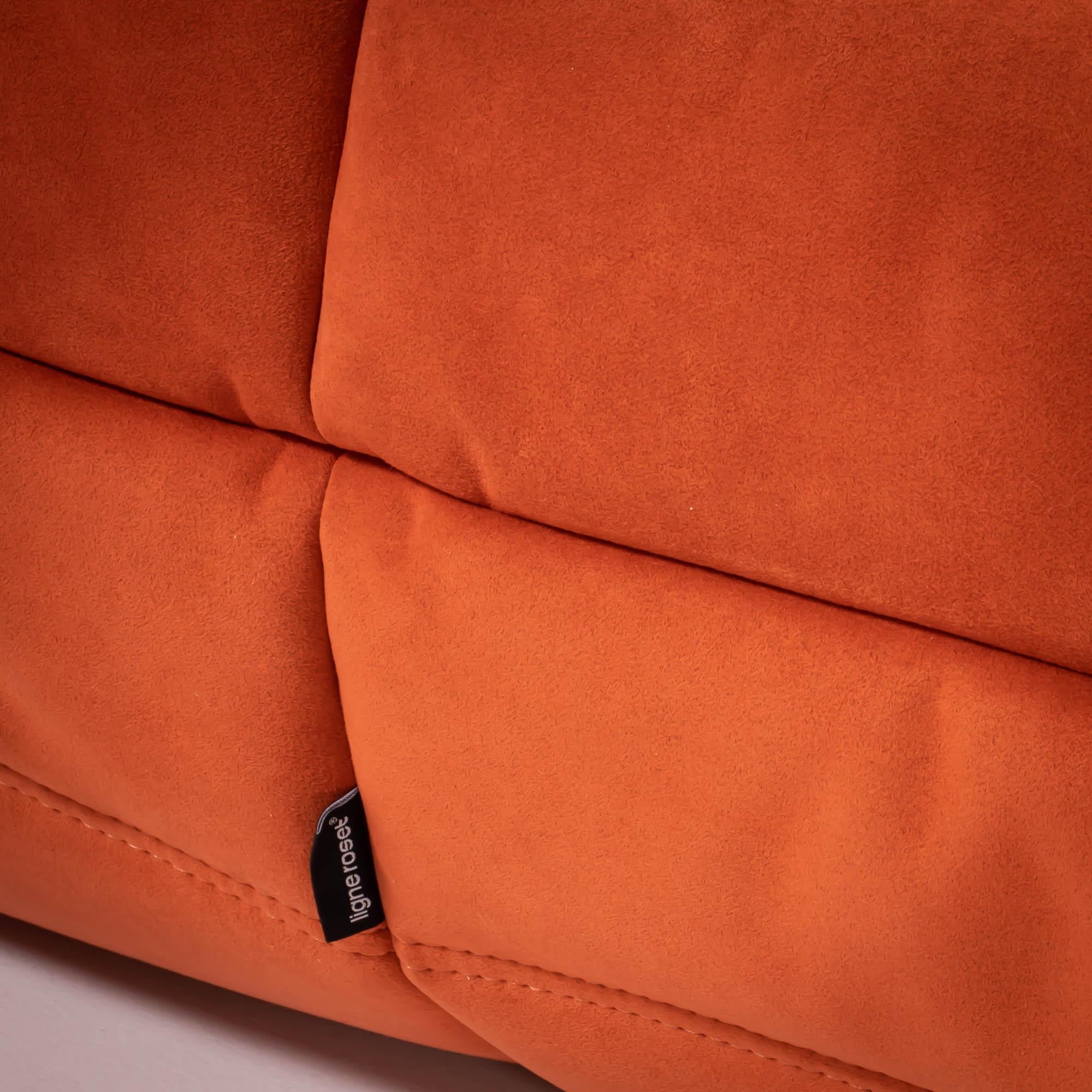 French Ligne Roset by Michel Ducaroy Togo Cadmium Orange Footstool