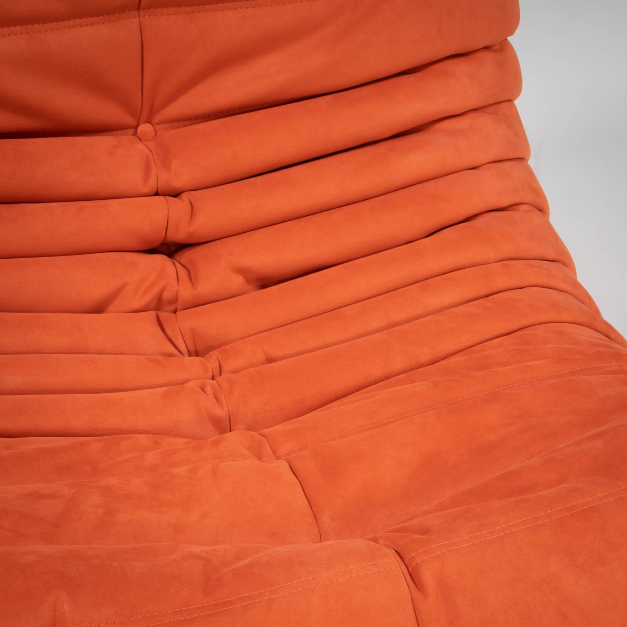 Ligne Roset by Michel Ducaroy Togo Cadmium Orange Footstool In Good Condition In London, GB