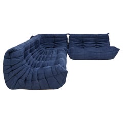 Ligne Roset by Michel Ducaroy Togo Dark Blue Sofa and Footstool, Set of 5