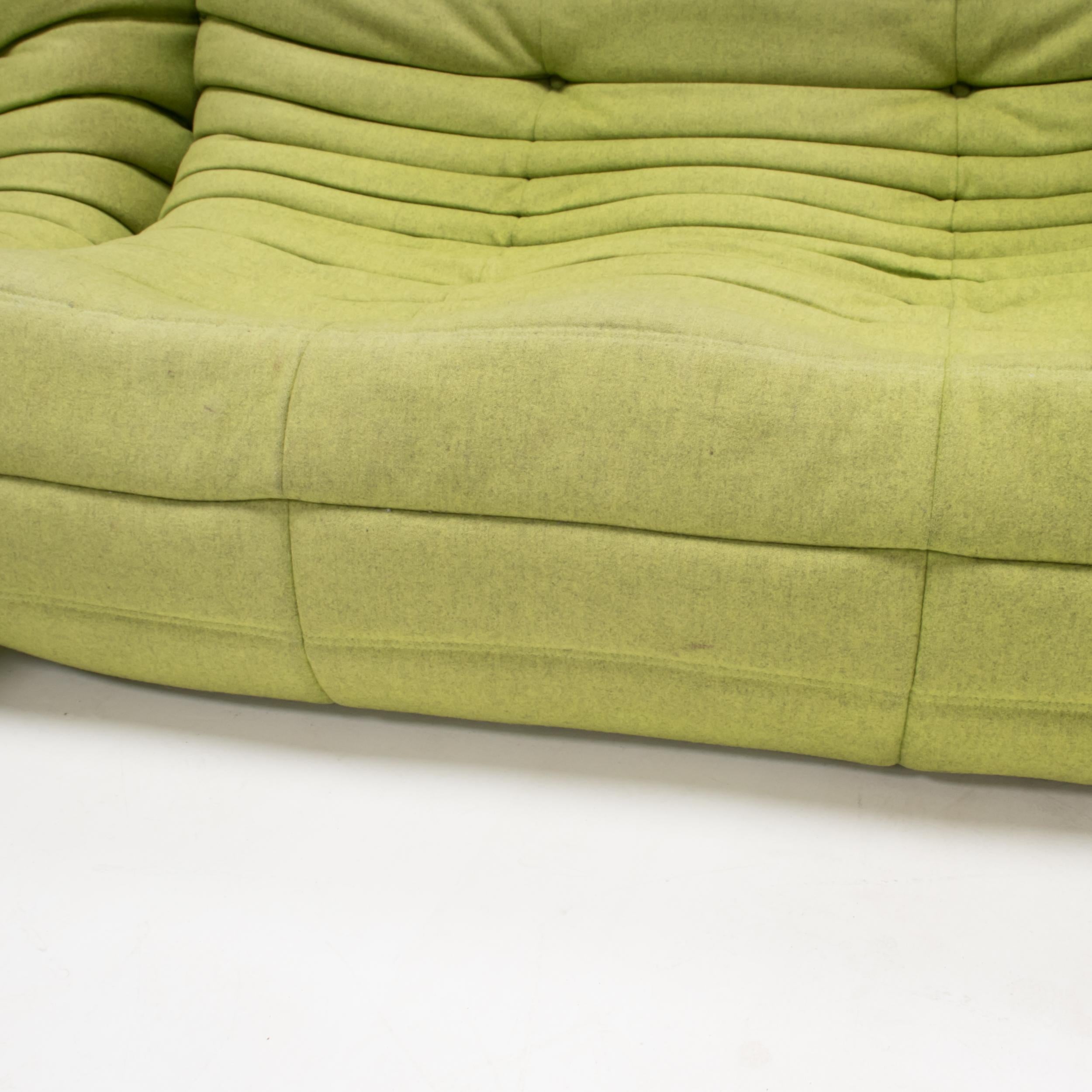 Ligne Roset by Michel Ducaroy Togo Green Wool Set of Three Sectional Sofas 6