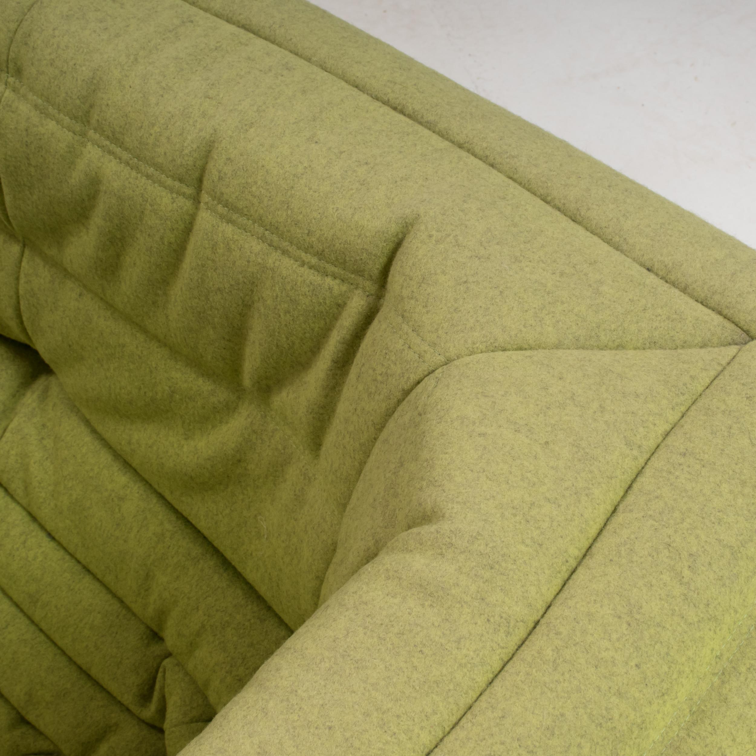 Ligne Roset by Michel Ducaroy Togo Green Wool Set of Three Sectional Sofas 8