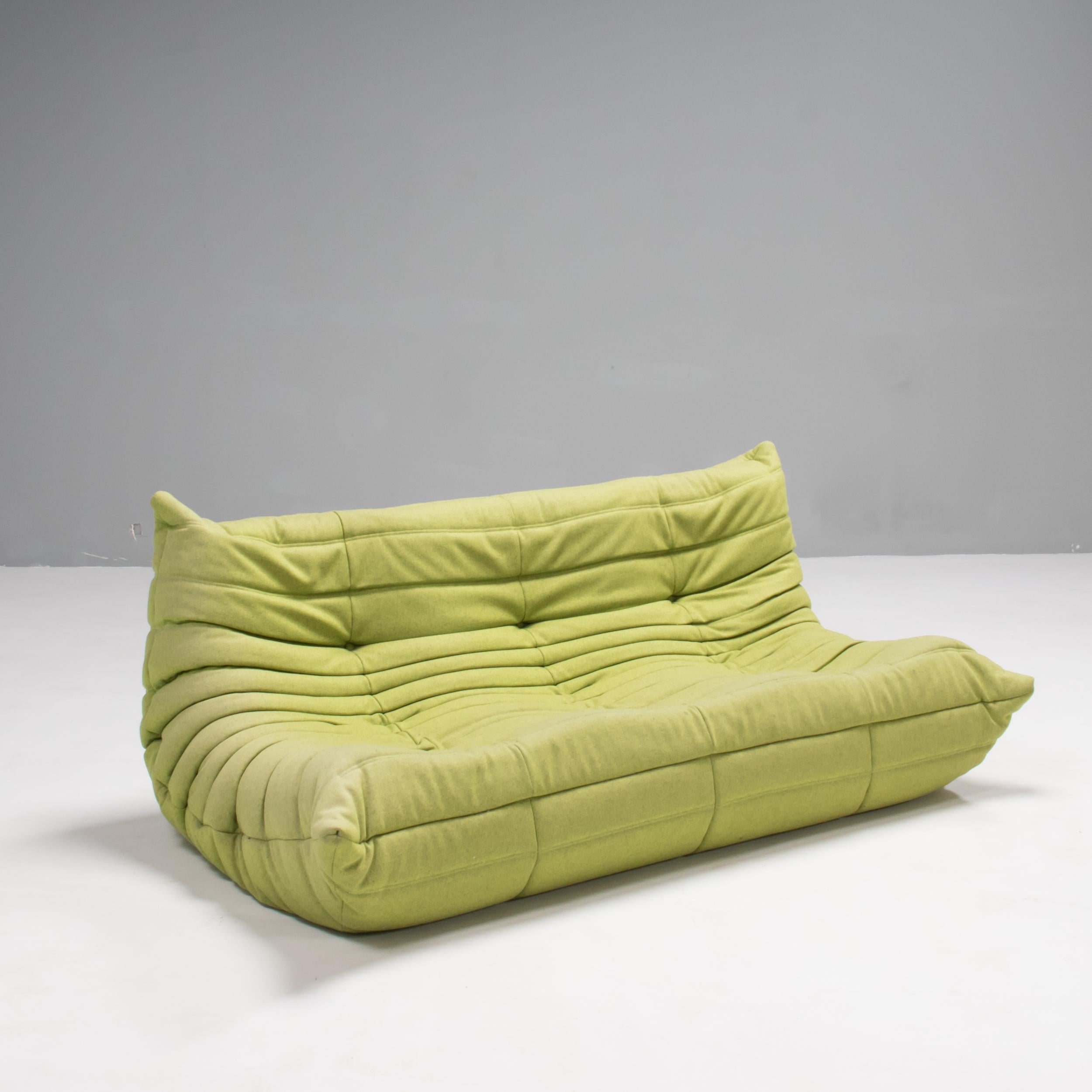 French Ligne Roset by Michel Ducaroy Togo Green Wool Set of Three Sectional Sofas