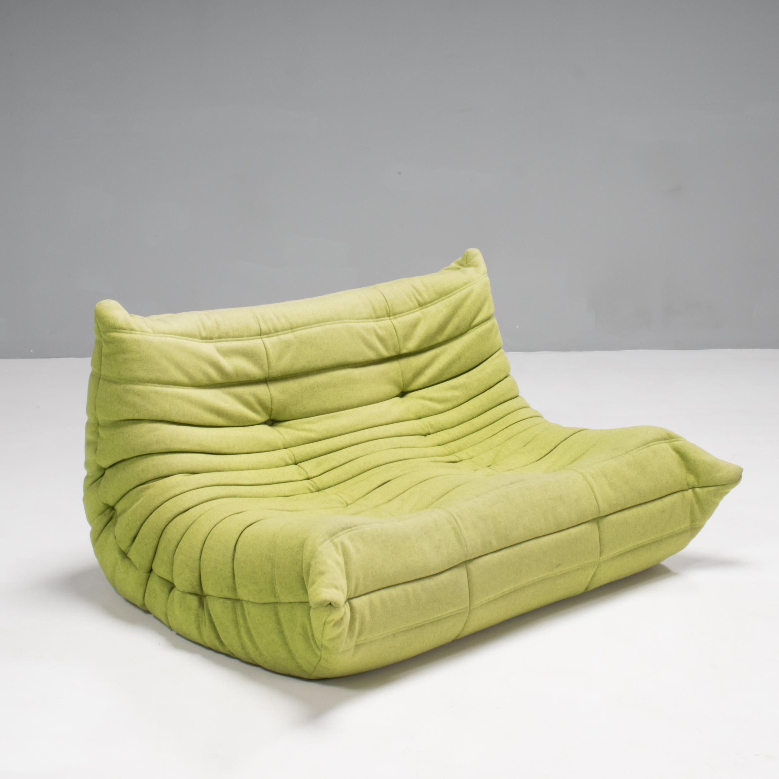 Ligne Roset by Michel Ducaroy Togo Green Wool Set of Three Sectional Sofas In Fair Condition In London, GB