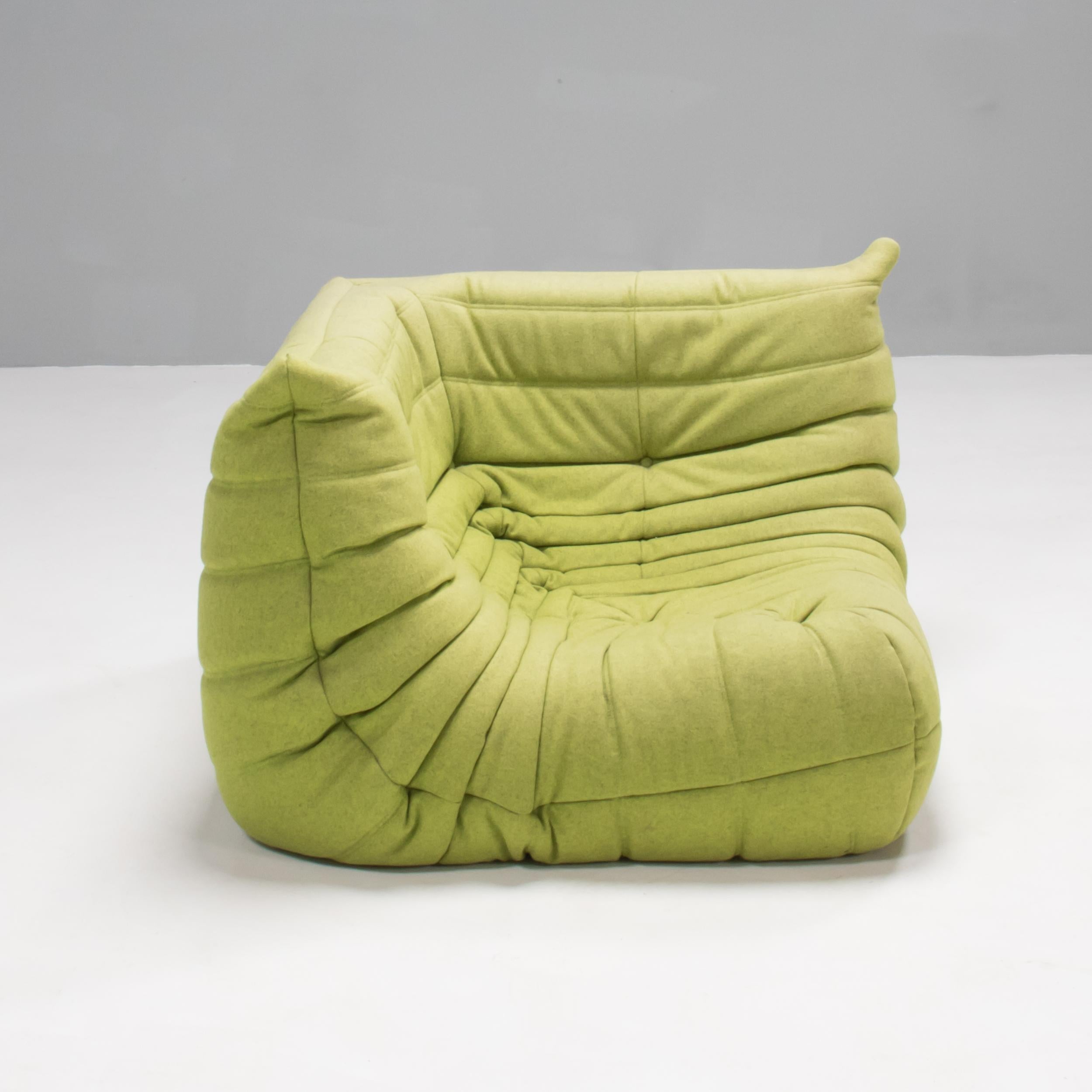 Contemporary Ligne Roset by Michel Ducaroy Togo Green Wool Set of Three Sectional Sofas