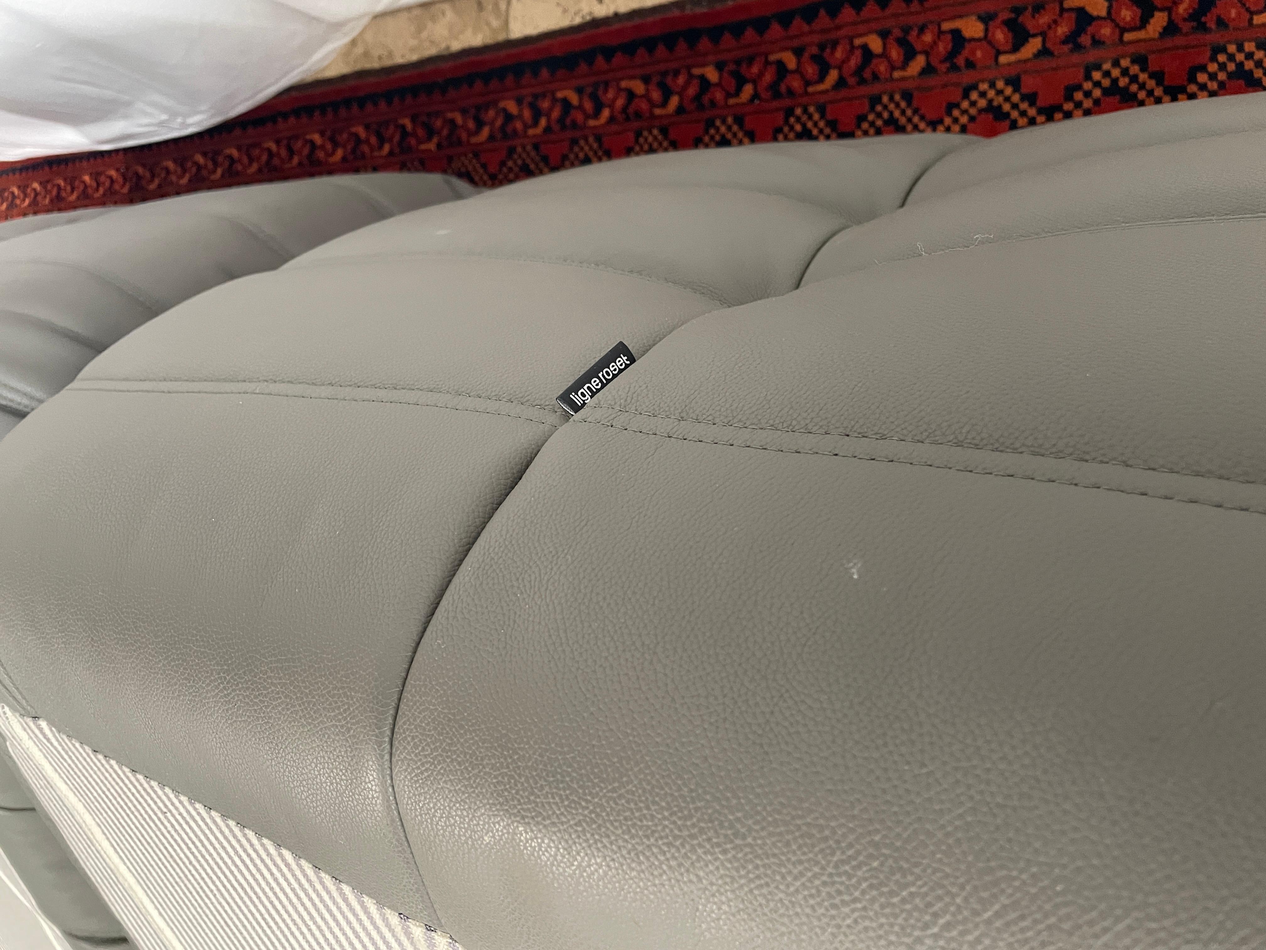 Leather Ligne Roset by Michel Ducaroy Togo Grey leather Modular Sofa Set of 3