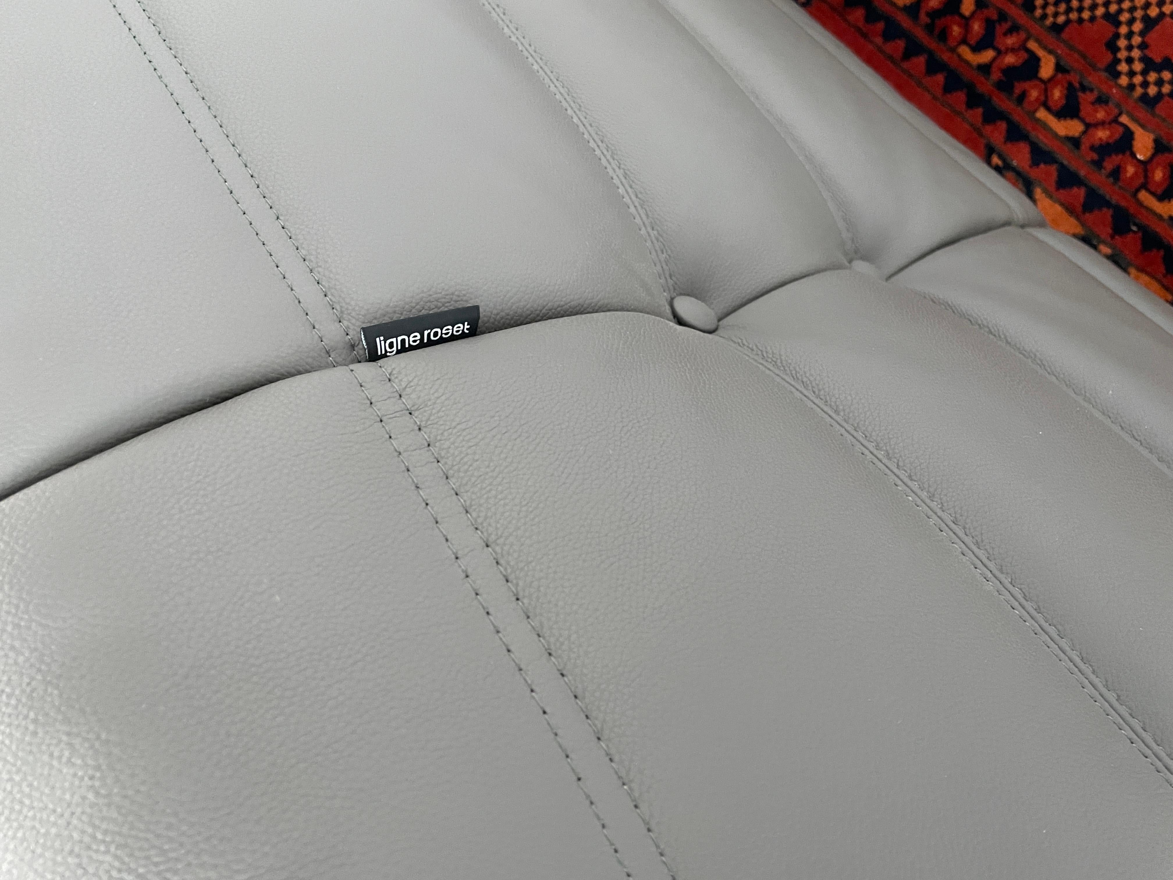 Ligne Roset by Michel Ducaroy Togo Grey leather Modular Sofa Set of 3 6