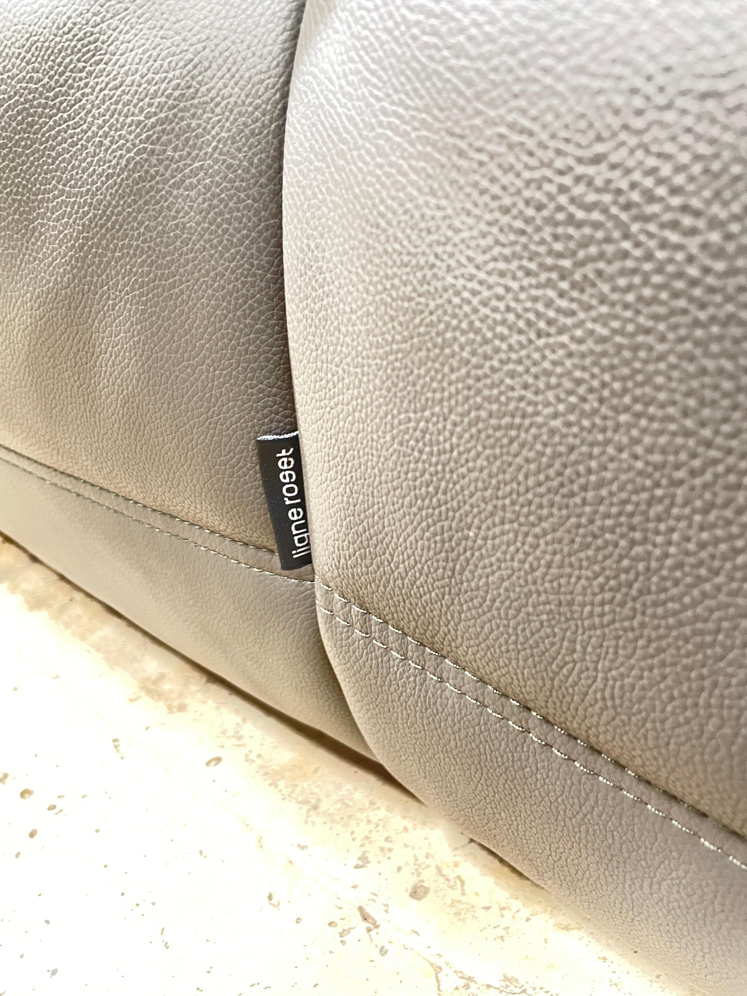 Ligne Roset by Michel Ducaroy Togo Grey leather Modular Sofa Set of 3 In Good Condition In Malibu, US