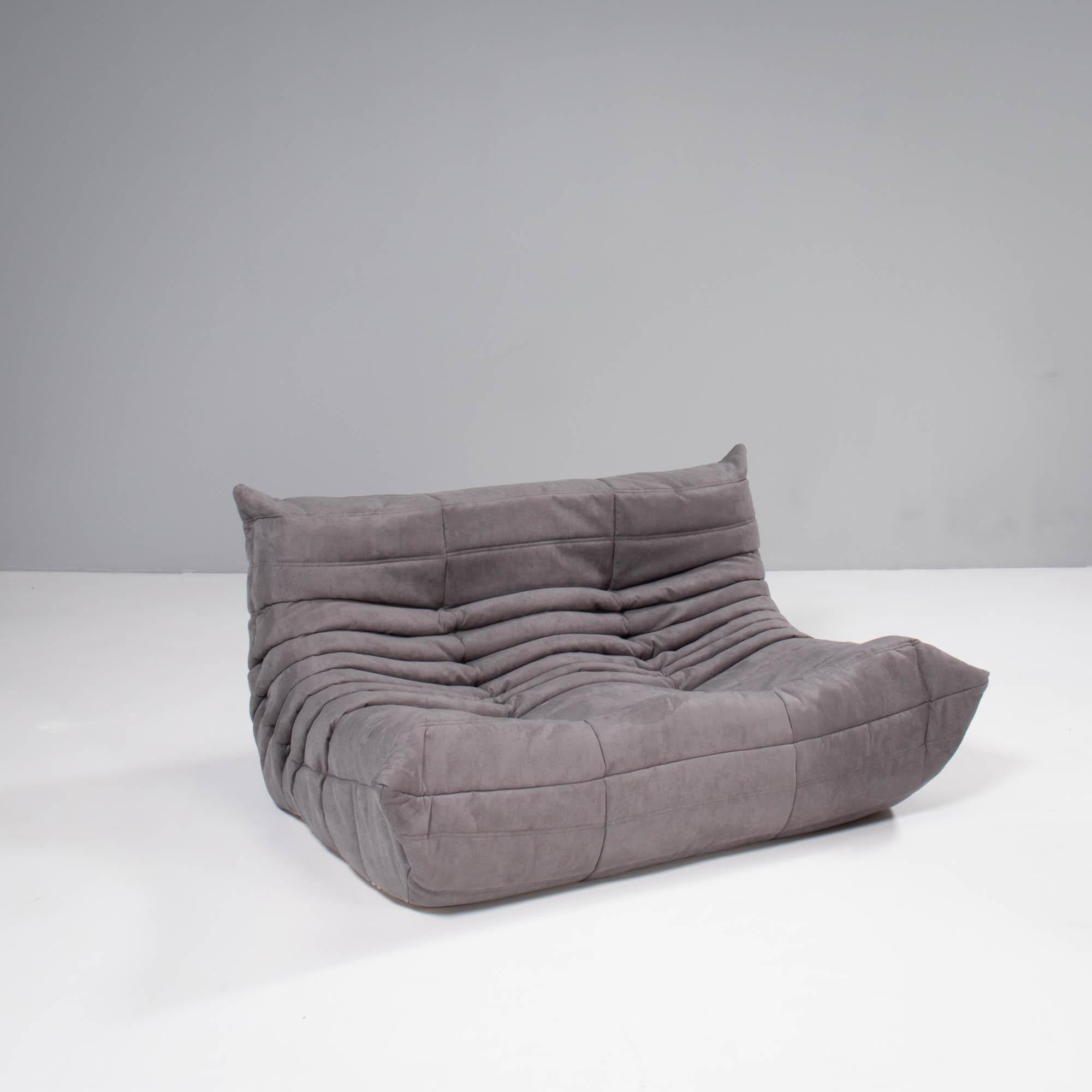 Ligne Roset by Michel Ducaroy Togo Grey Modular Sofa and Footstool, Set of 3 For Sale 1