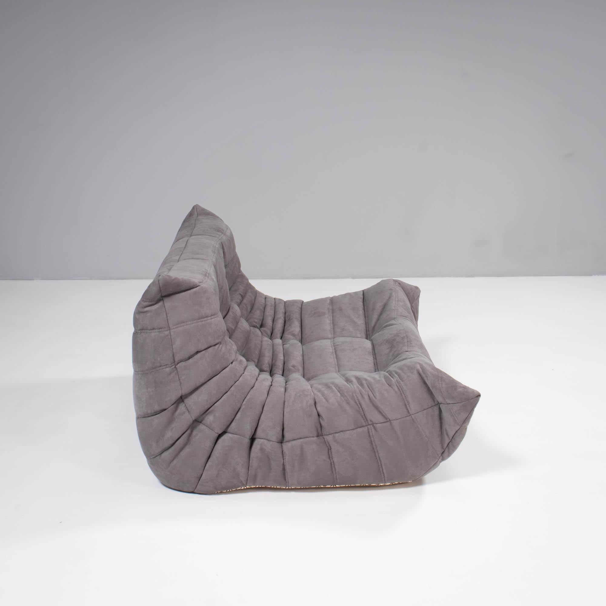 Ligne Roset by Michel Ducaroy Togo Grey Modular Sofa and Footstool, Set of 3 For Sale 2