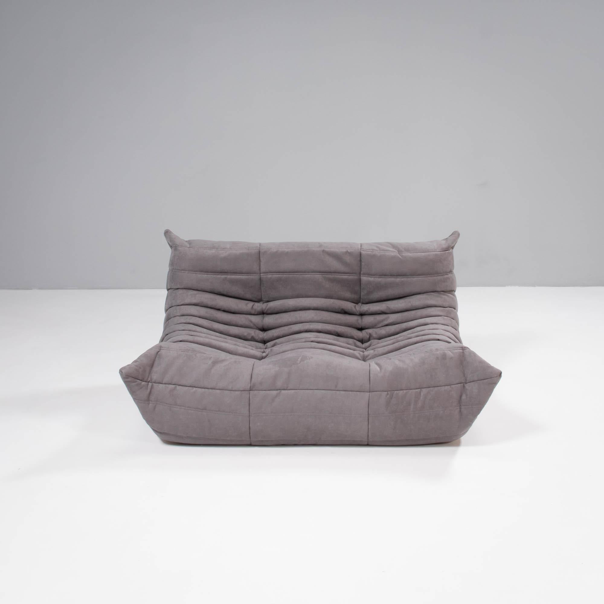 Ligne Roset by Michel Ducaroy Togo Grey Modular Sofa and Footstool, Set of 3 For Sale 3