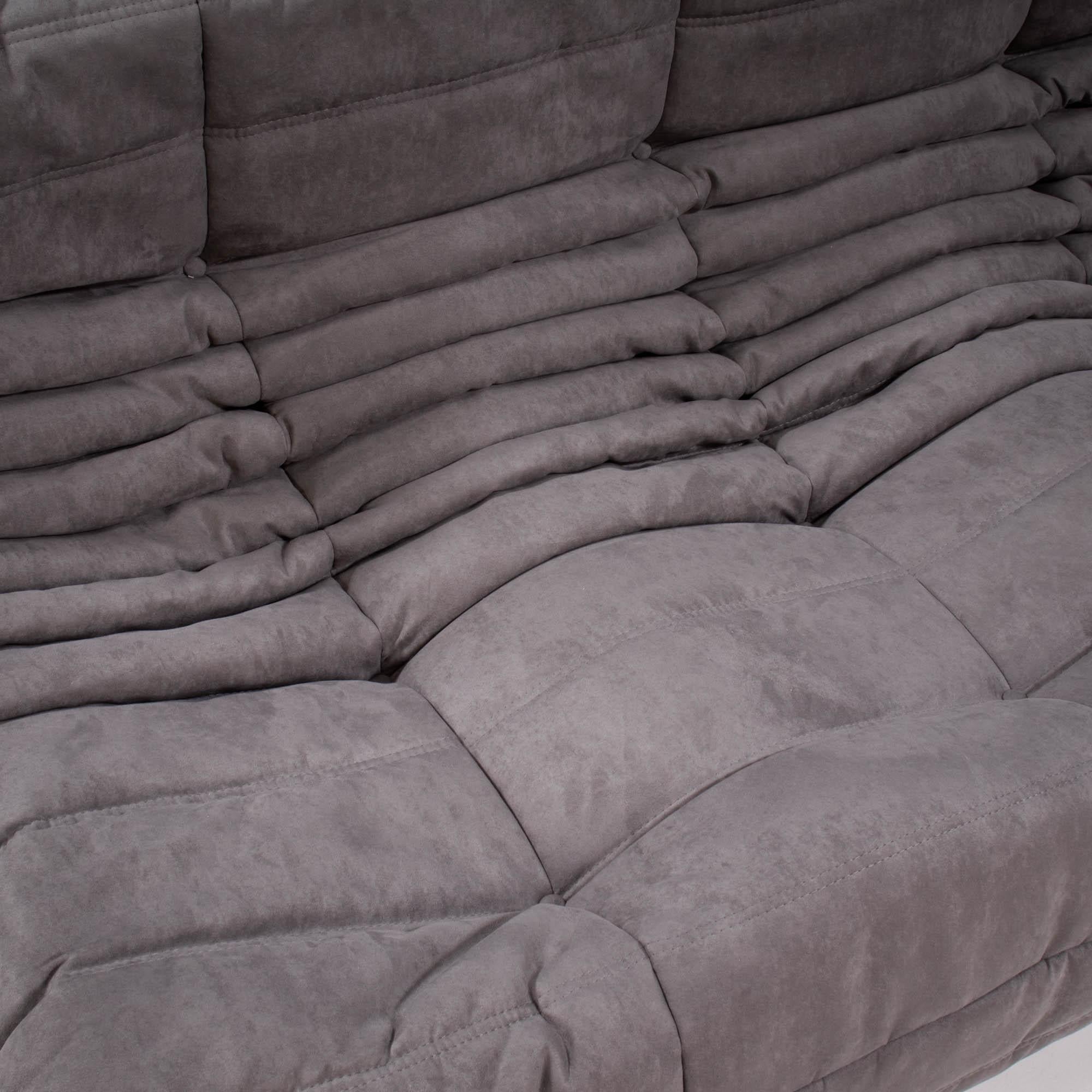 Ligne Roset by Michel Ducaroy Togo Grey Modular Sofa and Footstool, Set of 3 For Sale 4