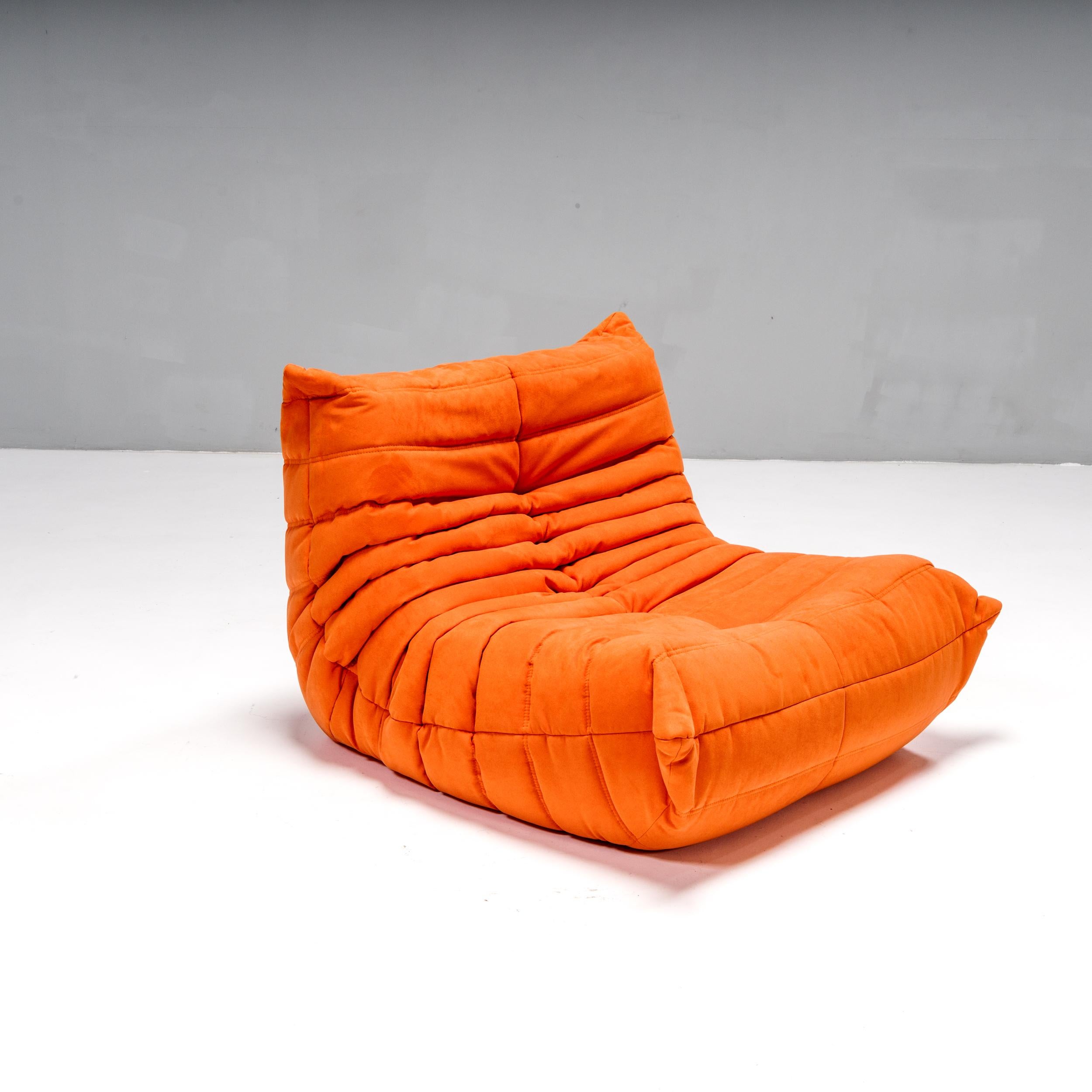Tissu Canapé d'angle modulaire orange Ligne Roset par Michel Ducaroy Togo, lot de 3 en vente