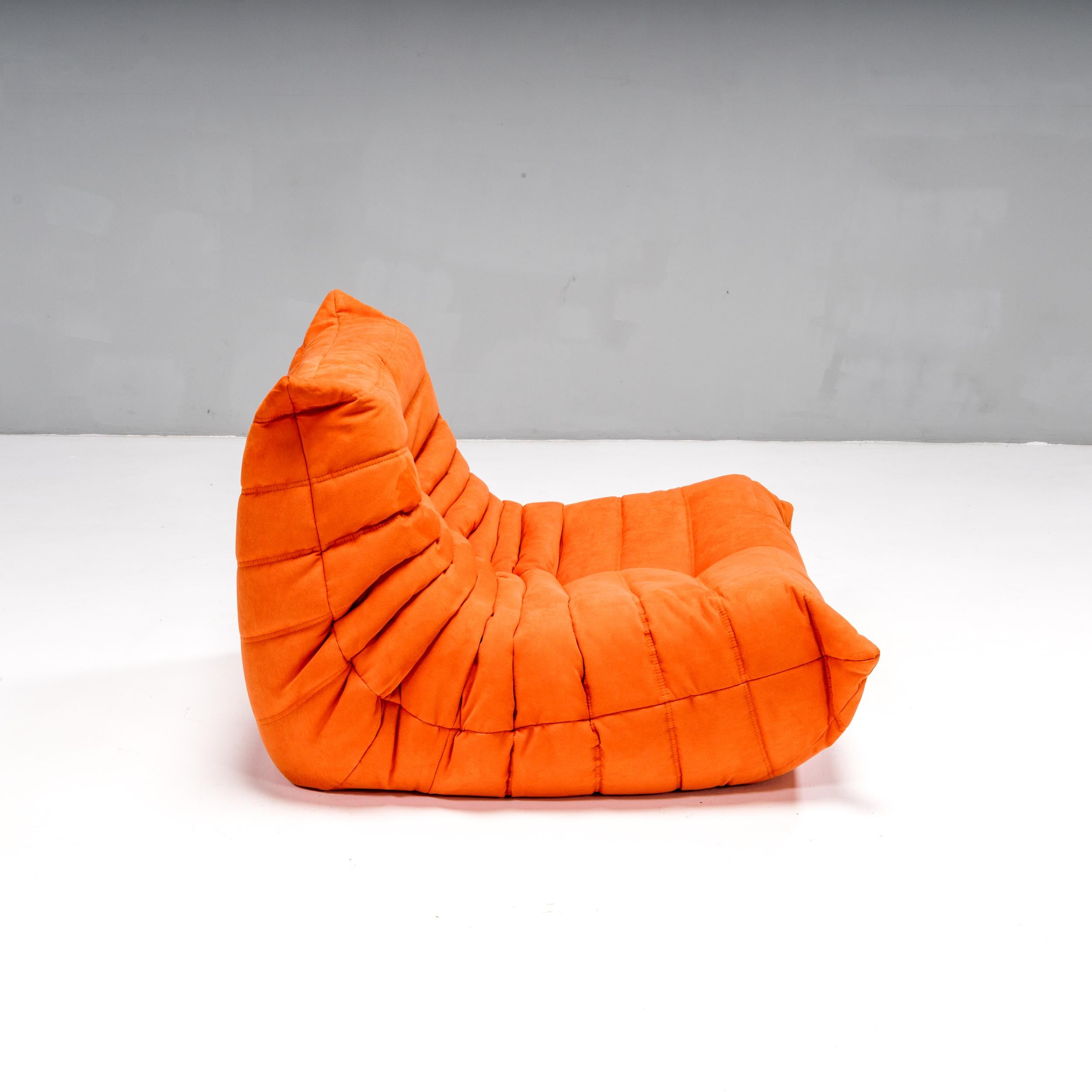 Ligne Roset by Michel Ducaroy Togo Orange Corner Modular Sofa, Set of 3 For Sale 3