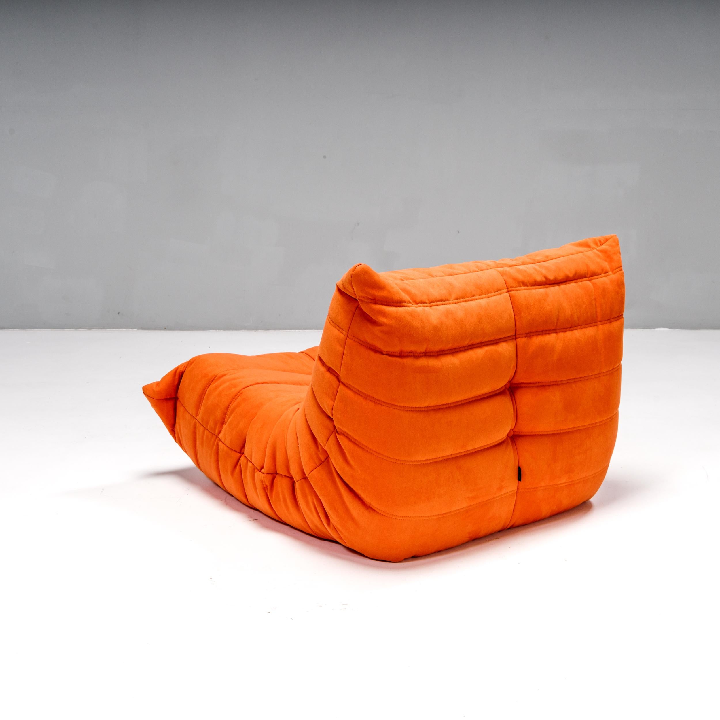 Ligne Roset by Michel Ducaroy Togo Orange Corner Modular Sofa, Set of 3 For Sale 5