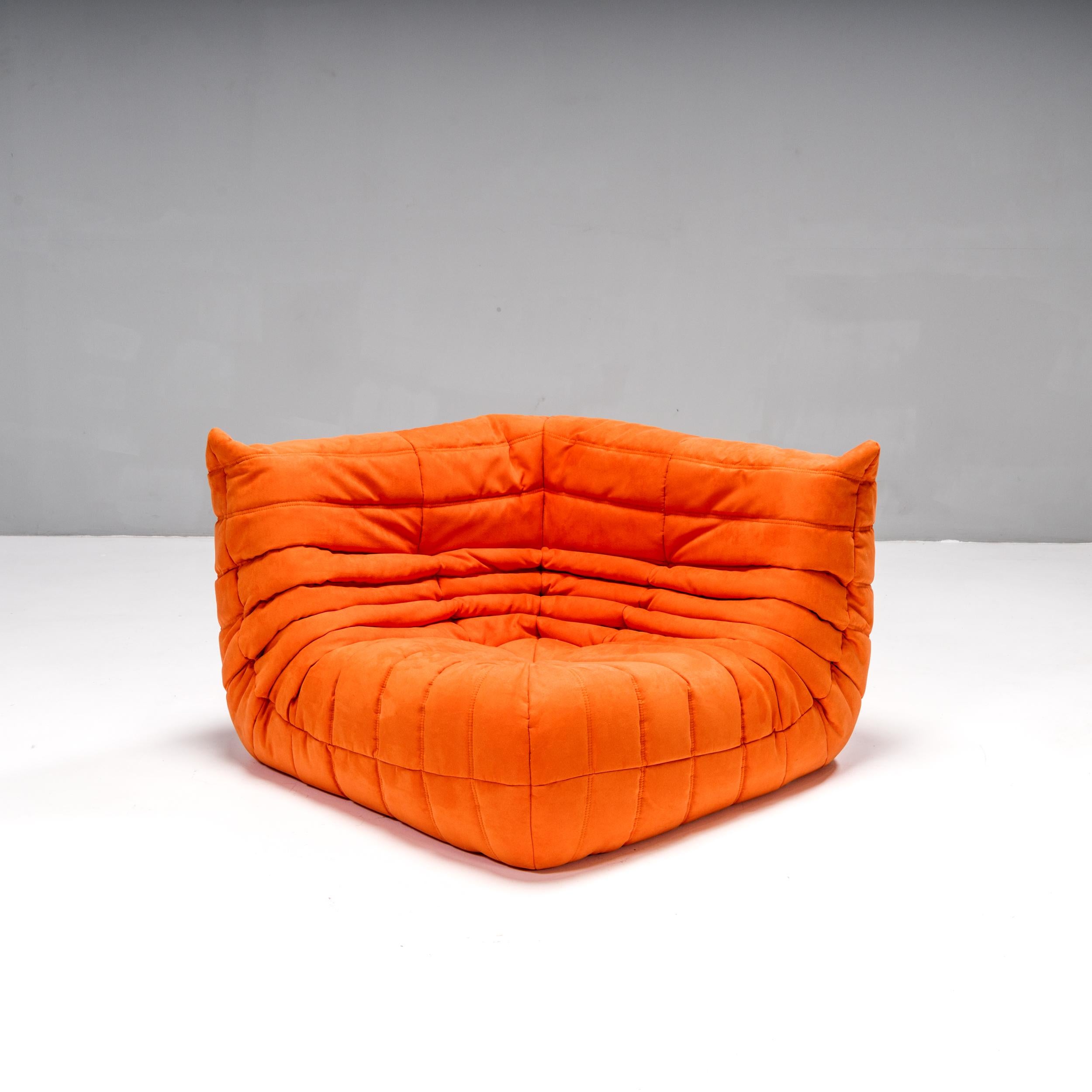 Ligne Roset by Michel Ducaroy Togo Orange Corner Modular Sofa, Set of 3 For Sale 6