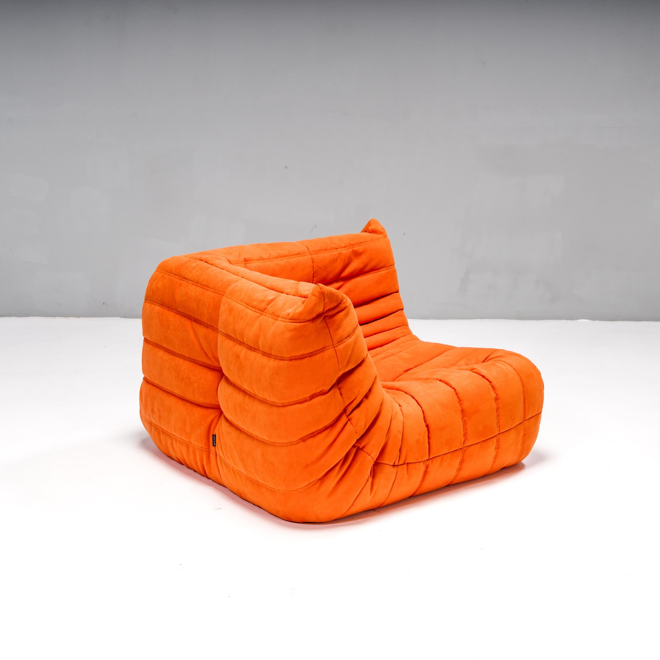 Ligne Roset by Michel Ducaroy Togo Orange Corner Modular Sofa, Set of 3 For Sale 7