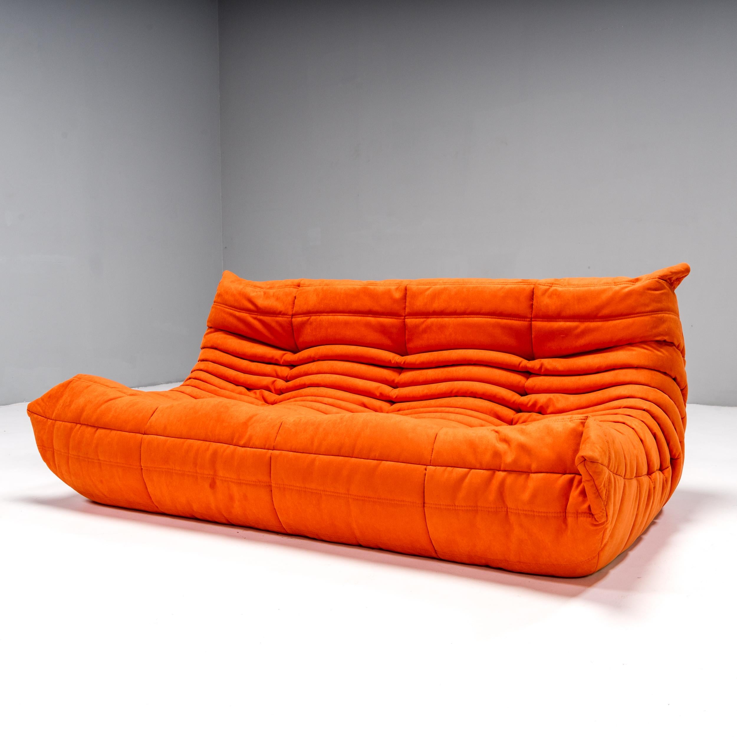 Ligne Roset by Michel Ducaroy Togo Orange Corner Modular Sofa, Set of 3 In Good Condition For Sale In London, GB