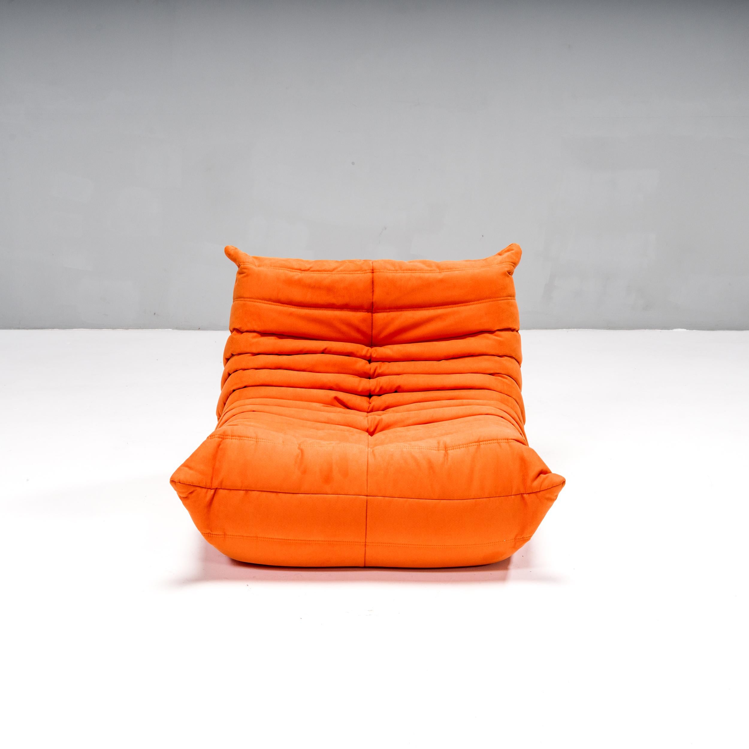 Ligne Roset by Michel Ducaroy Togo Orange Corner Modular Sofa, Set of 3 For Sale 1