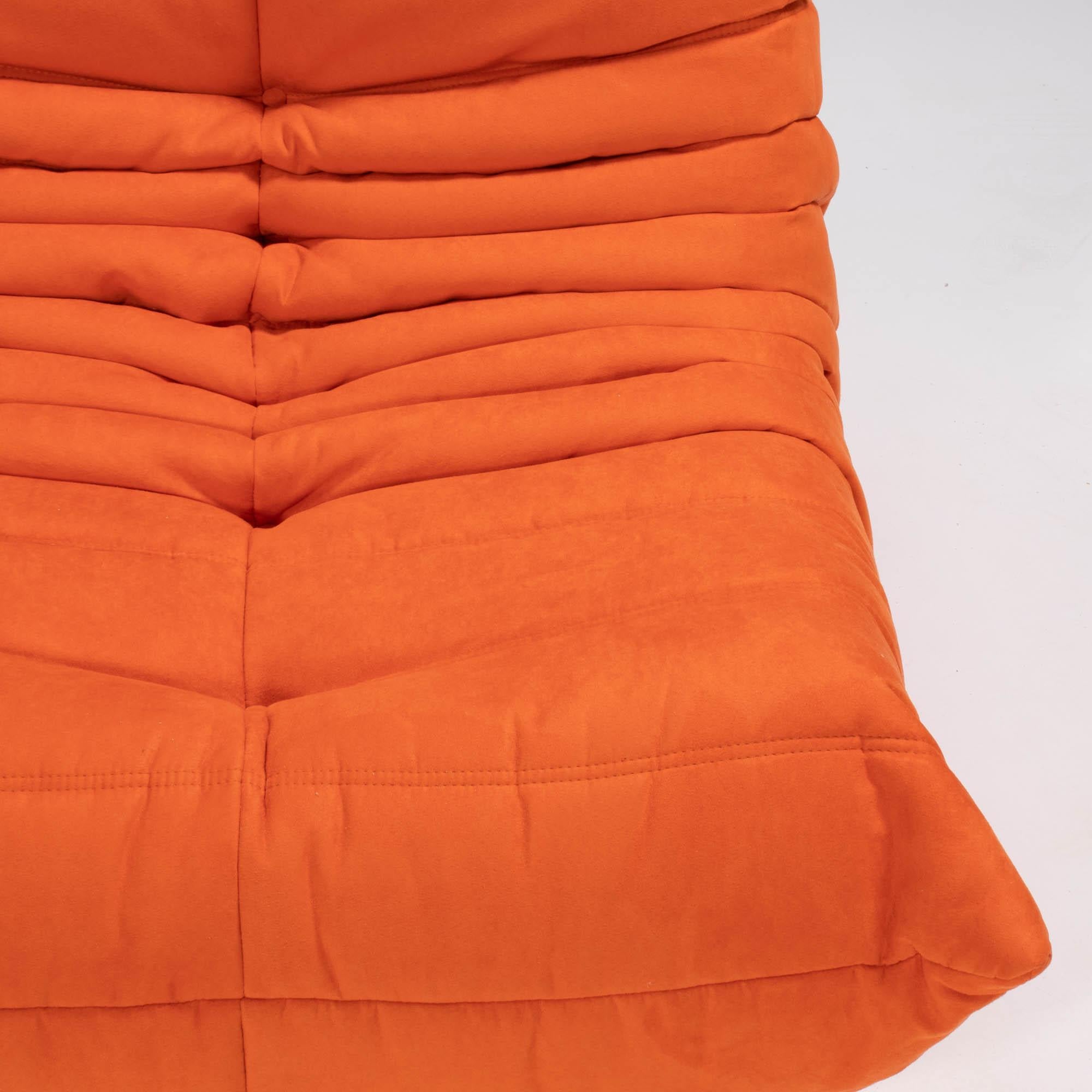 20th Century Ligne Roset by Michel Ducaroy Togo Orange Modular Sofa and Footstool, Set of 4