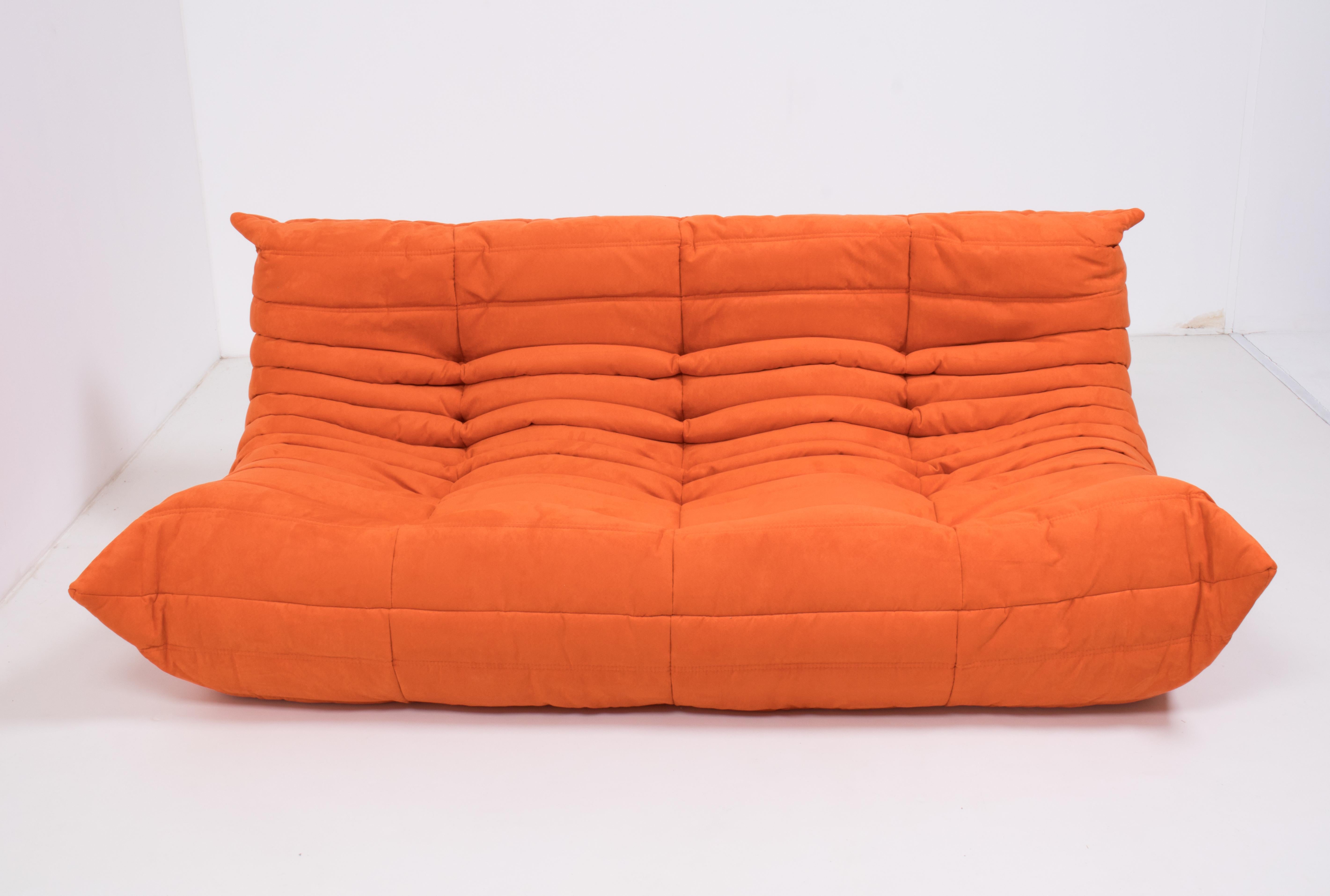 Ligne Roset by Michel Ducaroy Togo Orange Modular Sofa, Set of 5 3