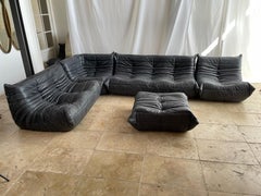 Ensemble de 5 canapés modulaires en cuir gris Ligne Roset de Michel Ducaroy pour Togo Payne