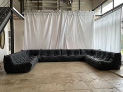 Ensemble de 6 canapés modulaires en cuir gris Ligne Roset de Michel Ducaroy pour Togo Payne