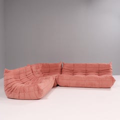 Ligne Roset by Michel Ducaroy Togo Pink Modular Sofa and Footstool, Set of 3