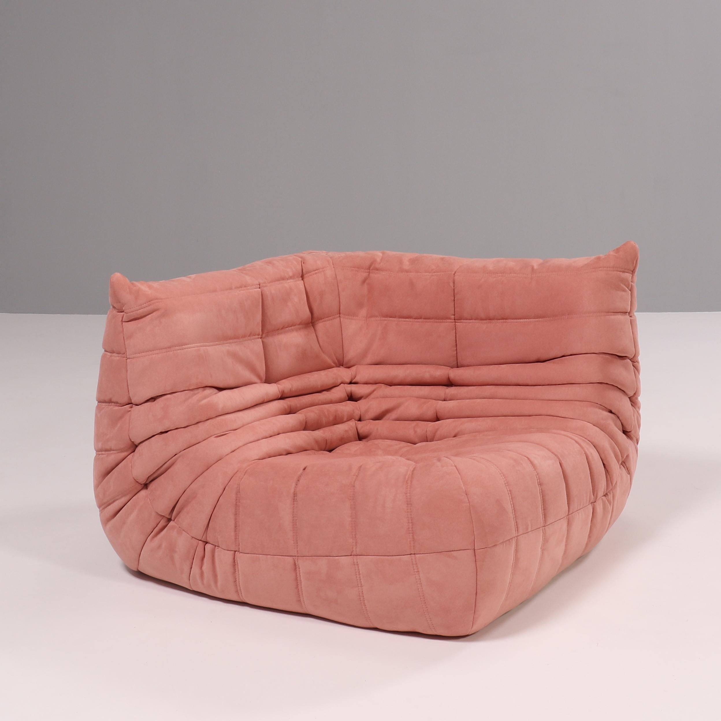 Late 20th Century Ligne Roset by Michel Ducaroy Togo Pink Modular Sofa and Footstool, Set of 3