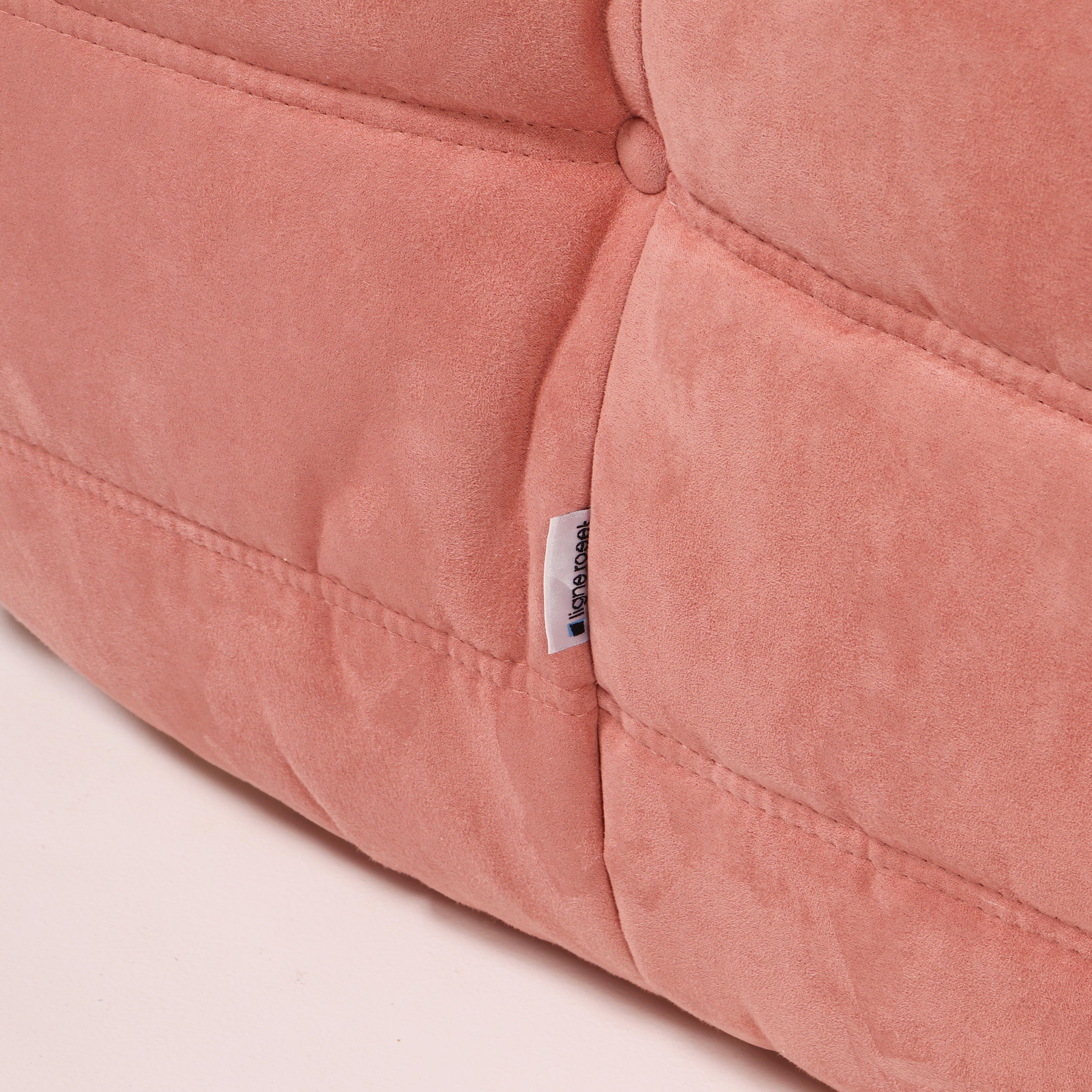 Fabric Ligne Roset by Michel Ducaroy Togo Pink Modular Sofa and Footstool, Set of 3