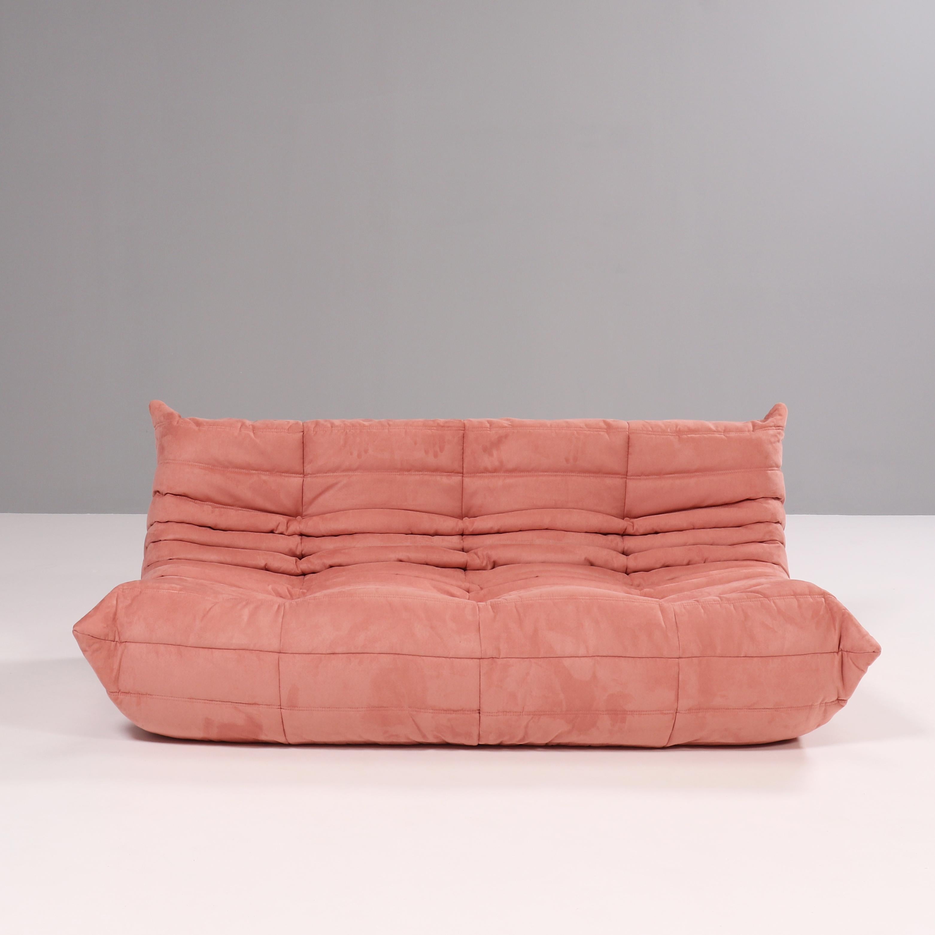 20th Century Ligne Roset by Michel Ducaroy Togo Pink Modular Sofa and Footstool, Set of 5