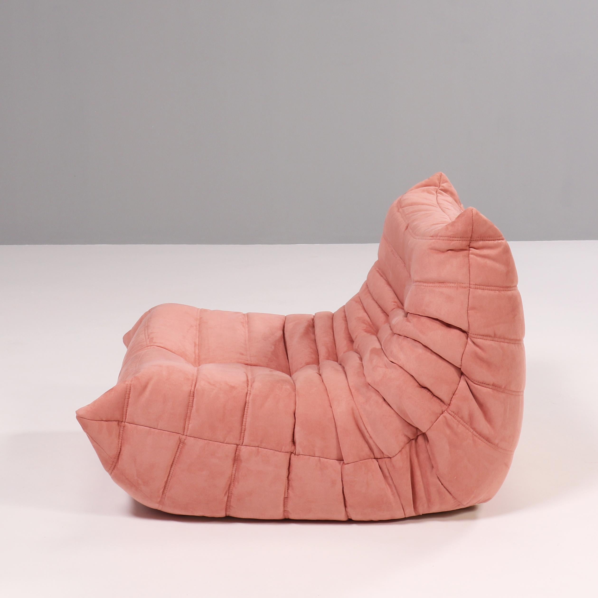 Ligne Roset by Michel Ducaroy Togo Pink Modular Sofa and Footstool, Set of Five For Sale 4