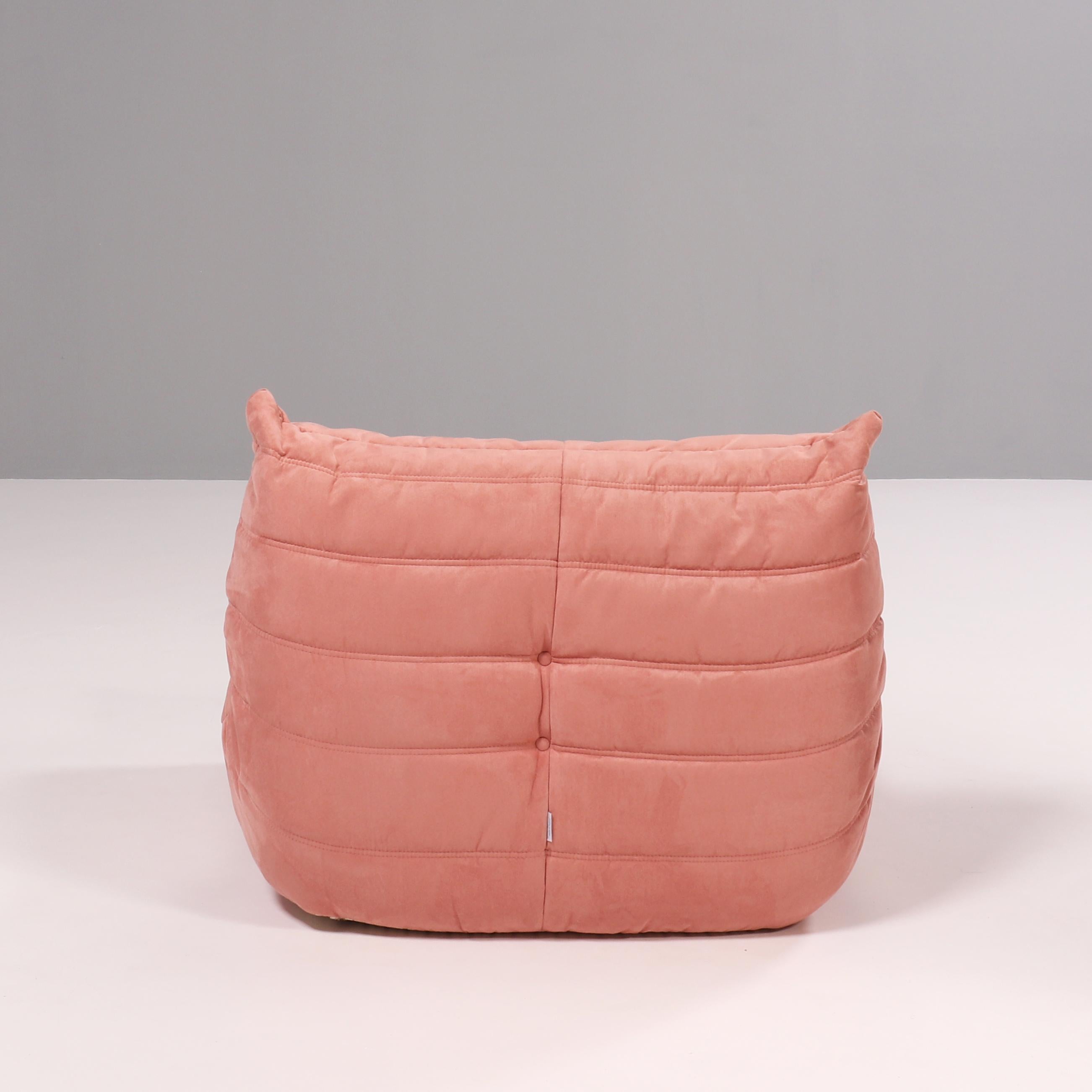 Ligne Roset by Michel Ducaroy Togo Pink Modular Sofa and Footstool, Set of Five For Sale 5