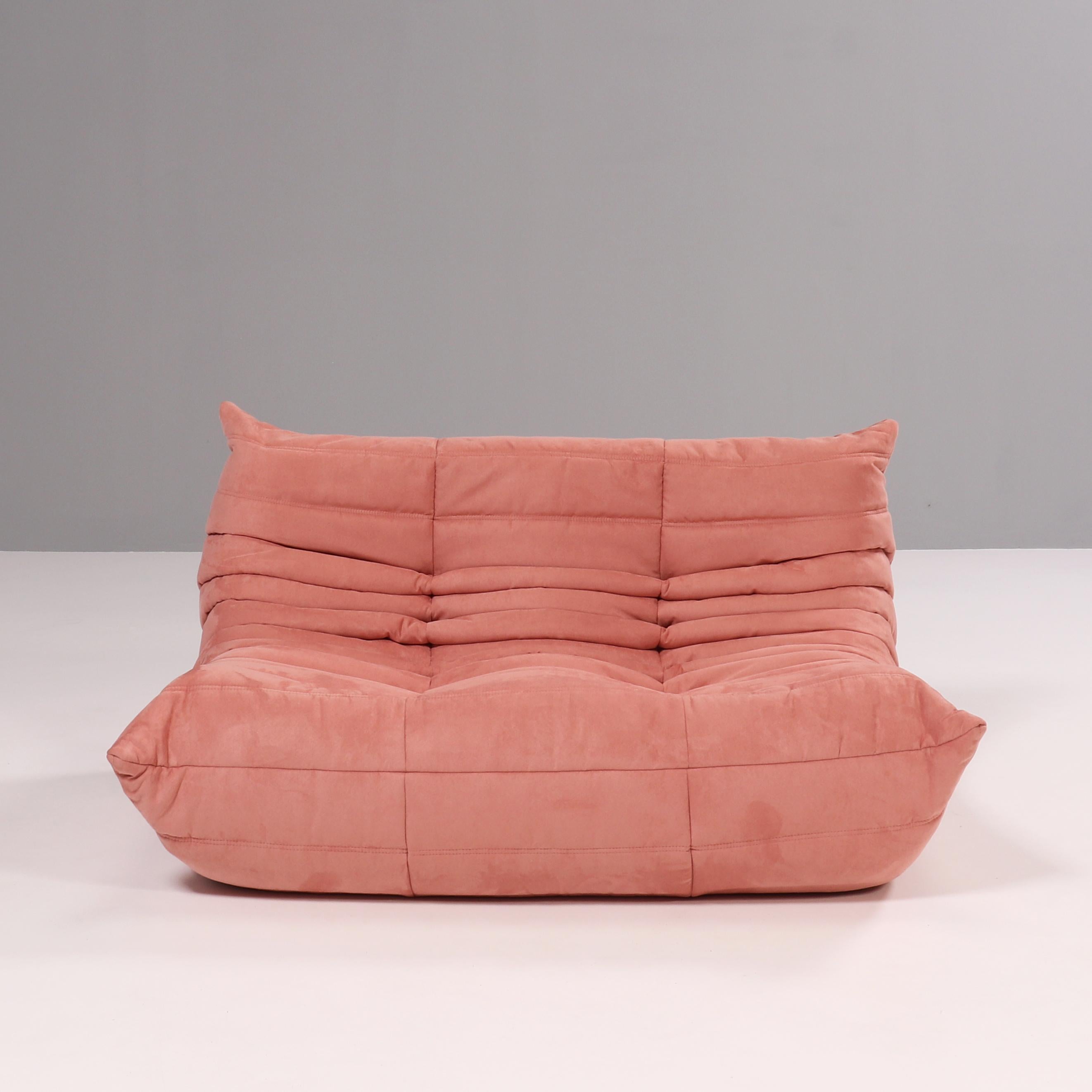 Ligne Roset by Michel Ducaroy Togo Pink Modular Sofa and Footstool, Set of Five For Sale 8