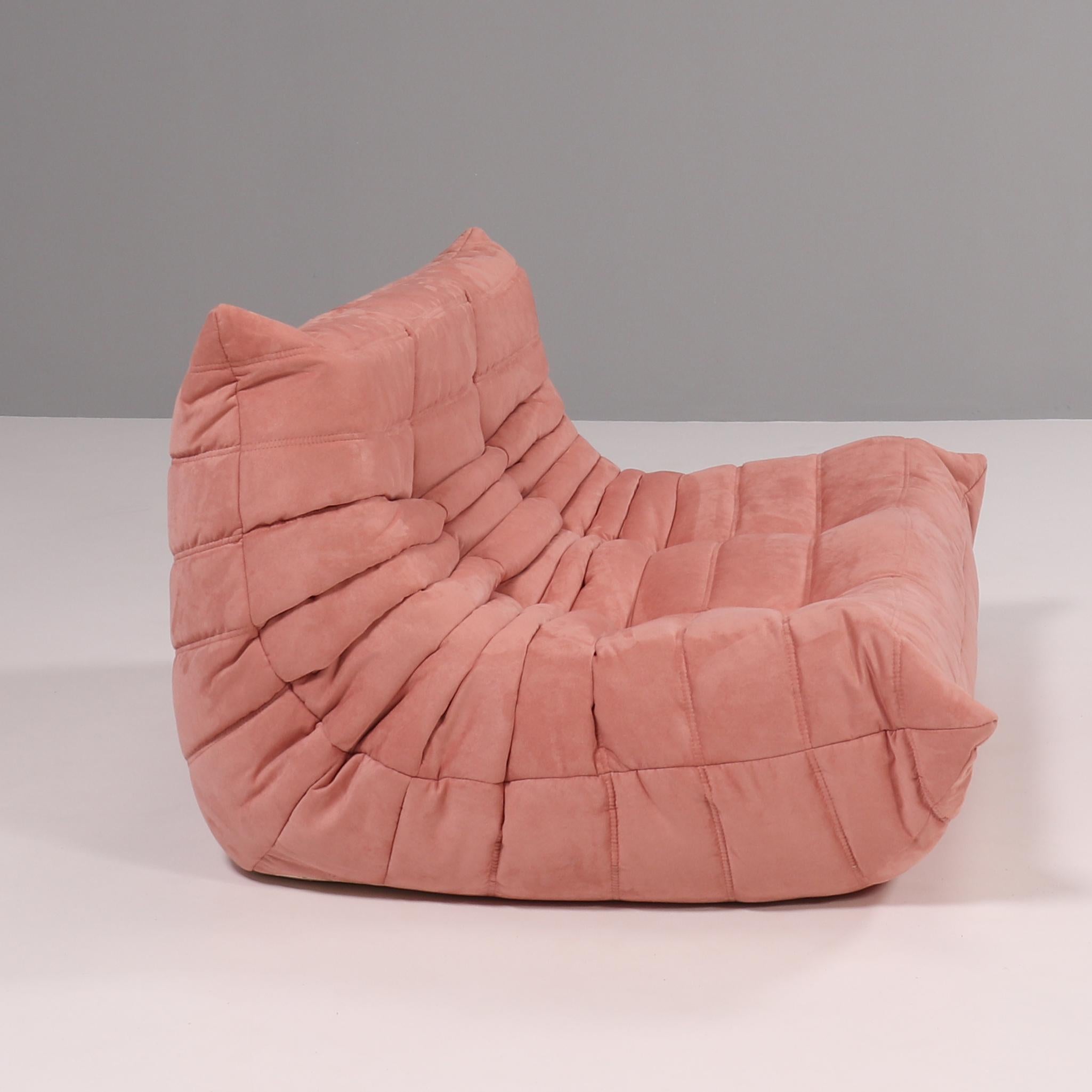 Ligne Roset by Michel Ducaroy Togo Pink Modular Sofa and Footstool, Set of Five For Sale 9