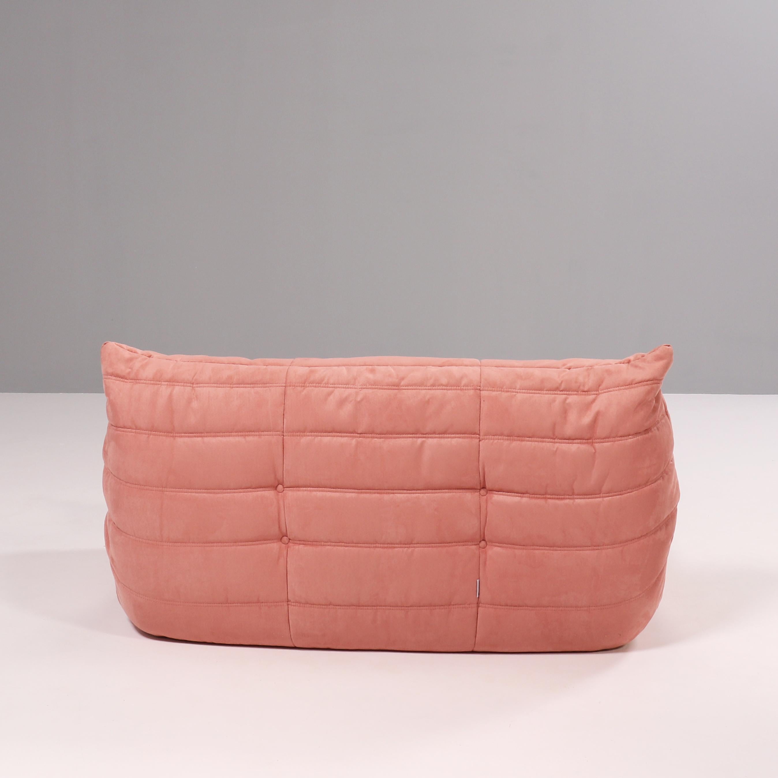 Ligne Roset by Michel Ducaroy Togo Pink Modular Sofa and Footstool, Set of Five For Sale 11