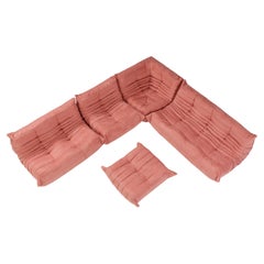 Modulares Sofa und Fußhocker aus Ligne Roset von Michel Ducaroy Togo Rosa, Fünfer-Set