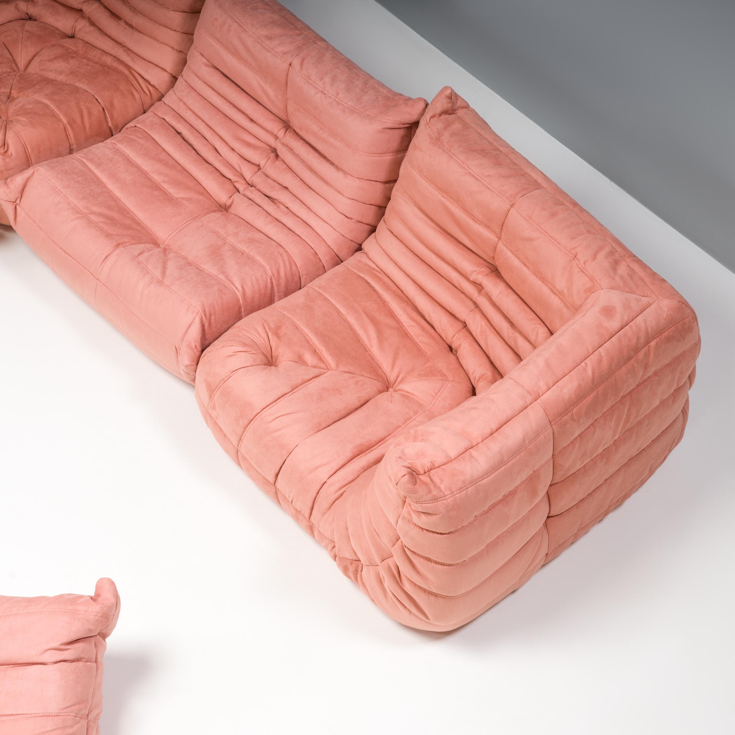 Ligne Roset by Michel Ducaroy Togo Pink Modular Sofa, Set of 5 In Good Condition For Sale In London, GB