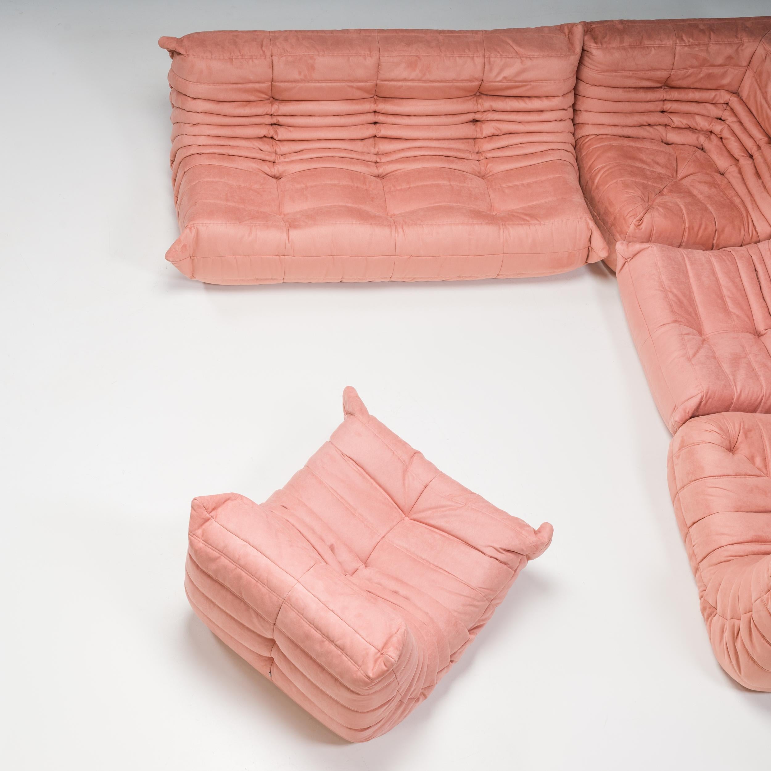 Late 20th Century Ligne Roset by Michel Ducaroy Togo Pink Modular Sofa, Set of 5 For Sale